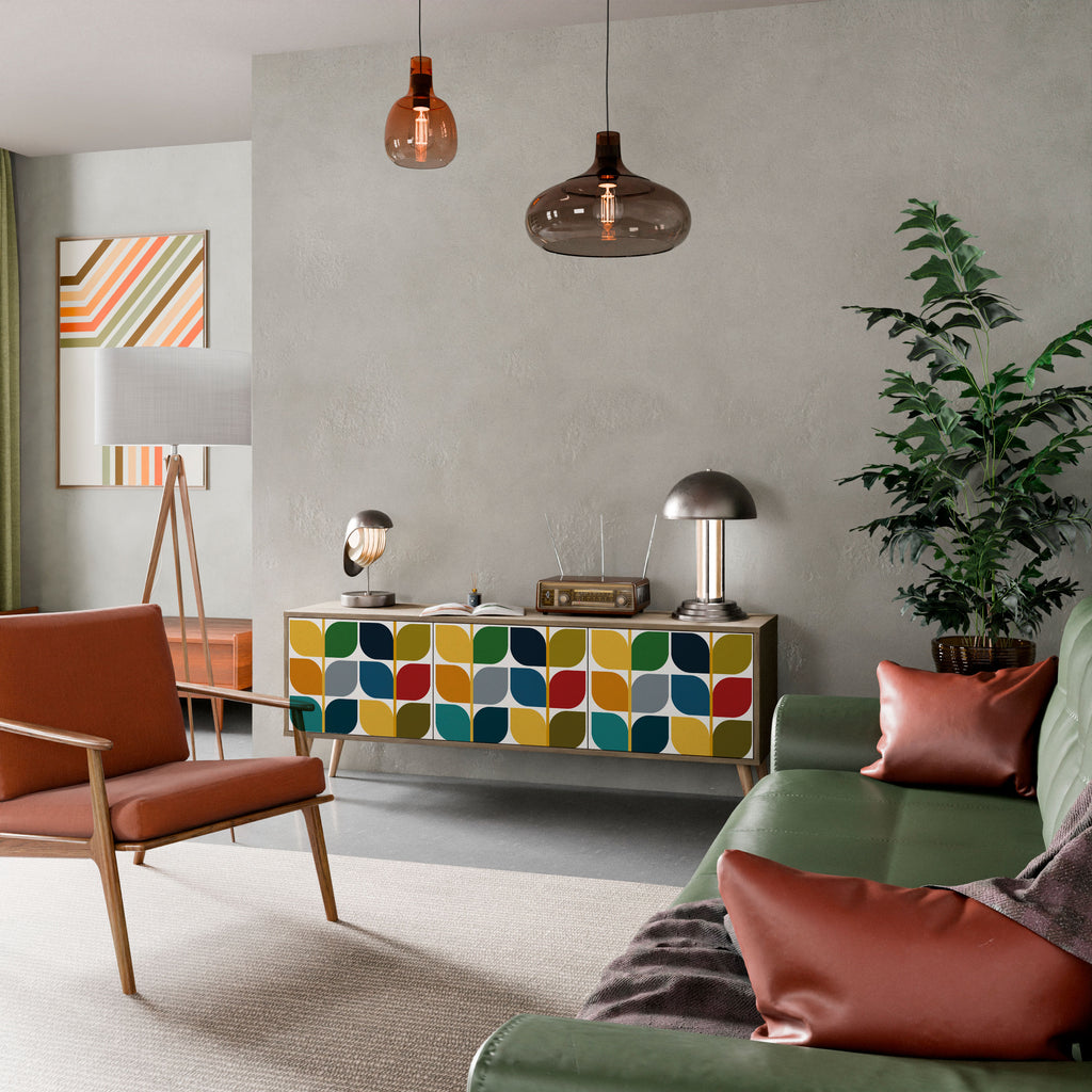 Mueble de TV de 3 puertas WEIGHTLESS HOURS con efecto roble