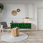 DESERT GREEN 3-Door TV Stand in Oak Effect