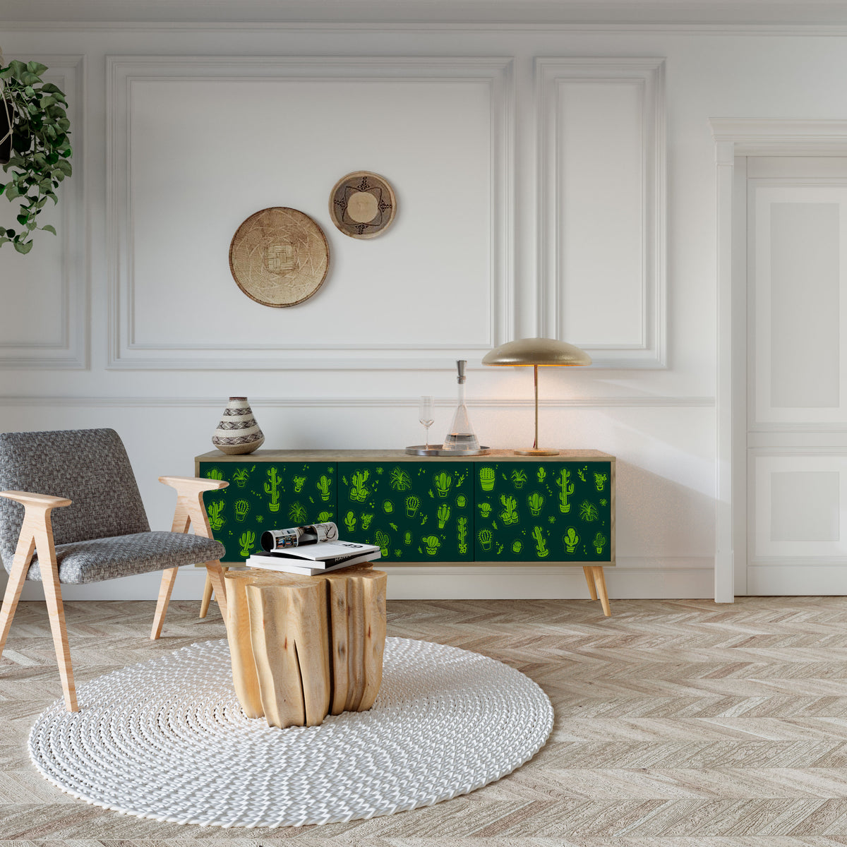 DESERT GREEN Mueble de TV de 3 Puertas