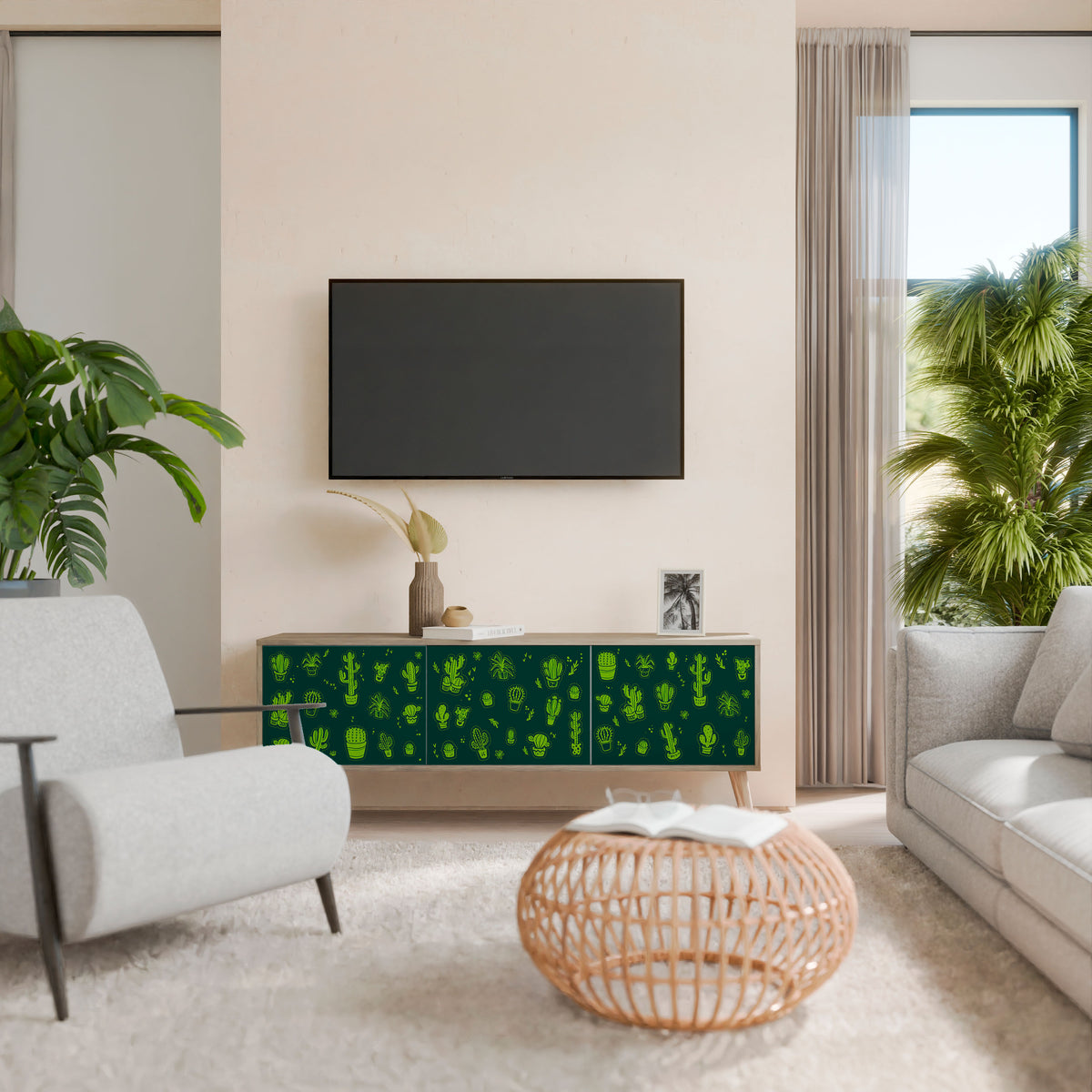 DESERT GREEN Mueble de TV de 3 Puertas