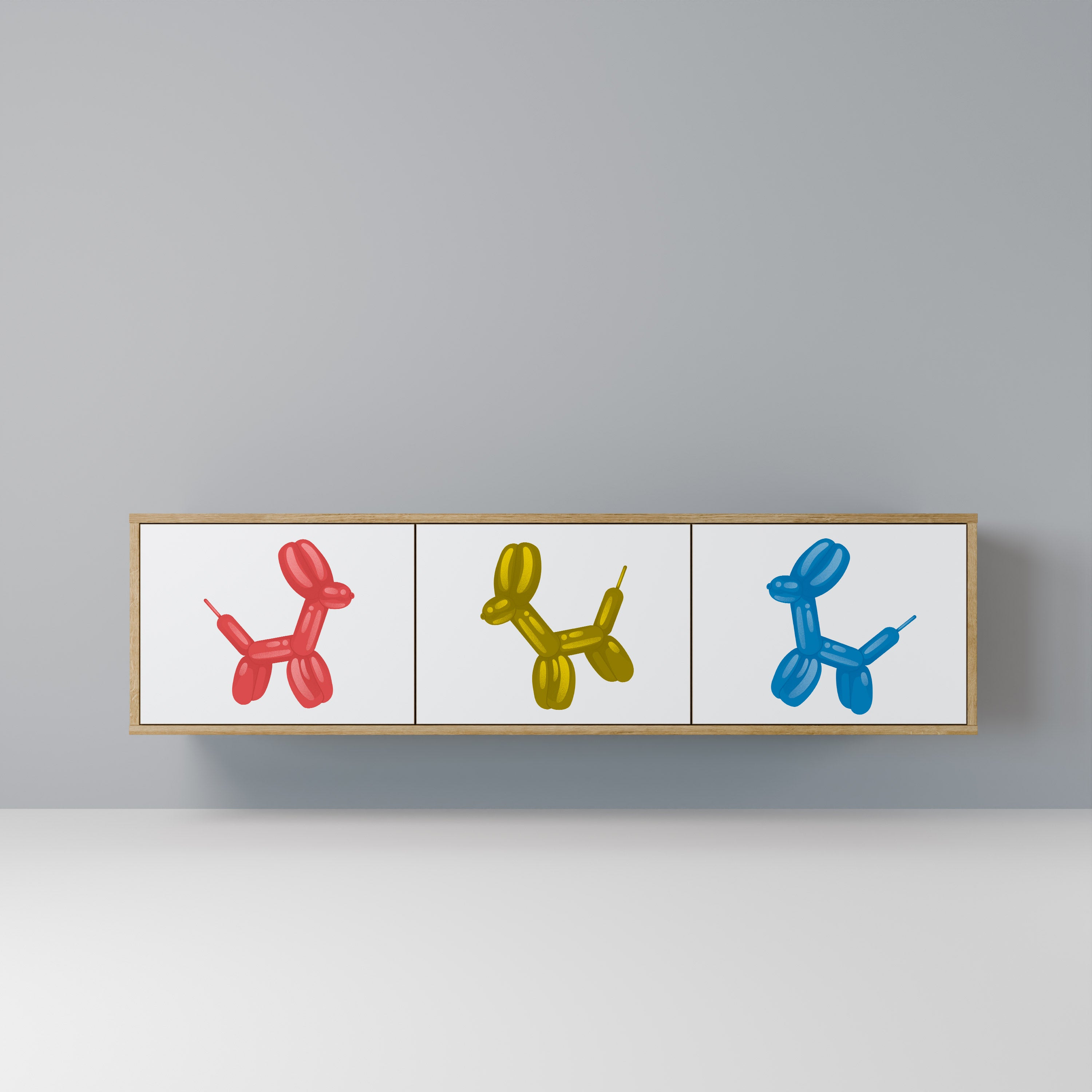 Mueble de TV de 3 puertas CHILDHOOD MEMORY con efecto roble