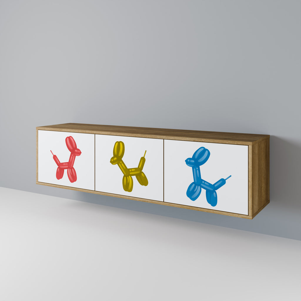 Mueble de TV de 3 puertas CHILDHOOD MEMORY con efecto roble