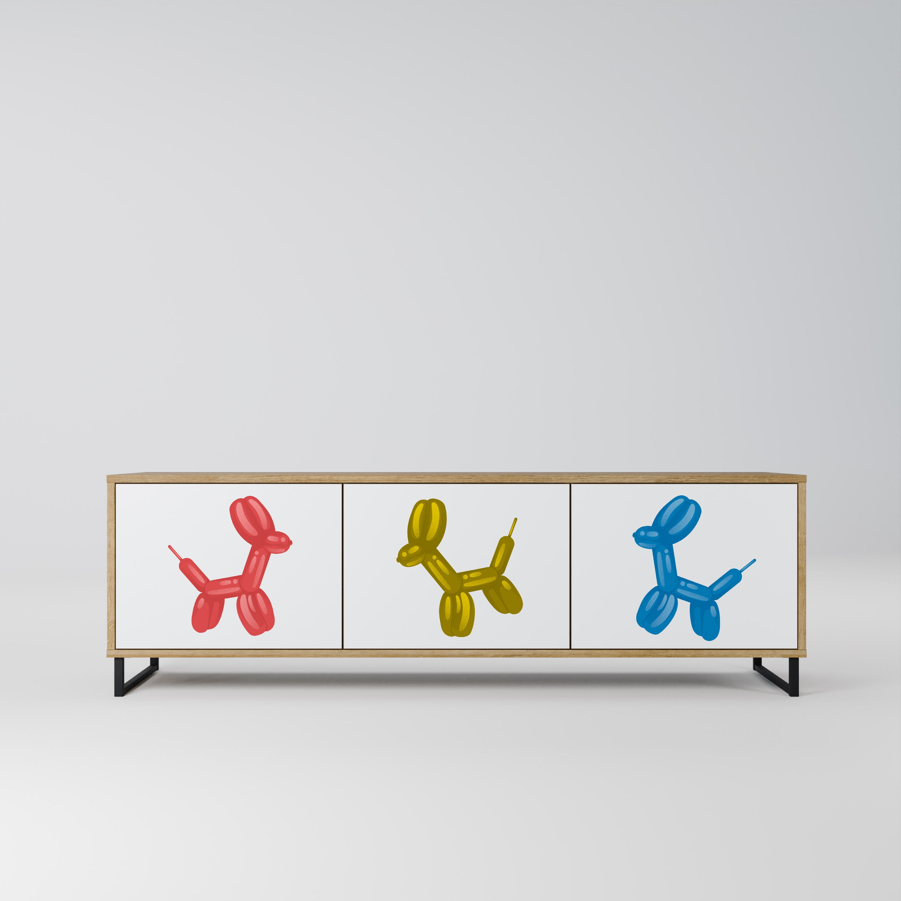 Mueble de TV de 3 puertas CHILDHOOD MEMORY con efecto roble