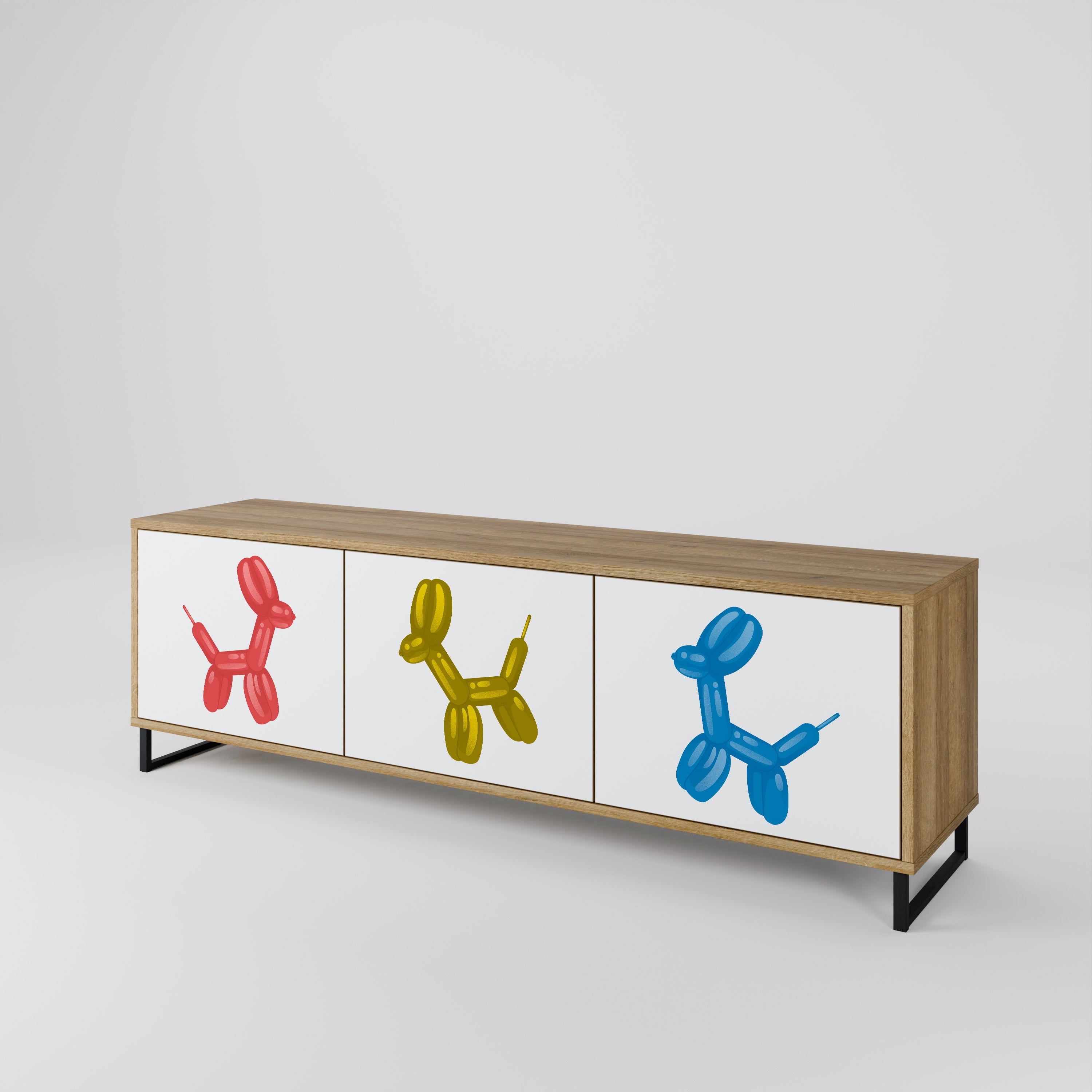Mueble de TV de 3 puertas CHILDHOOD MEMORY con efecto roble