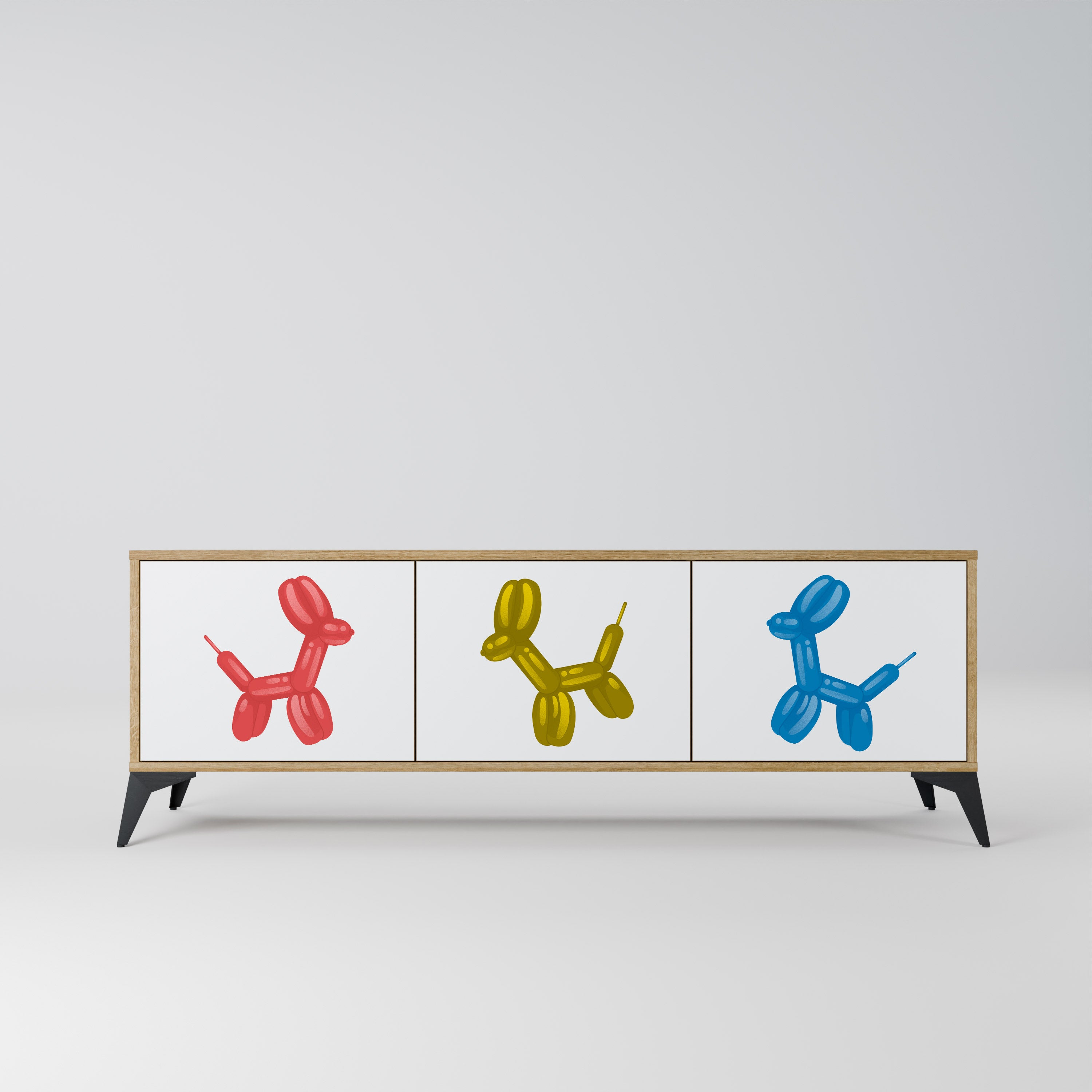 Mueble de TV de 3 puertas CHILDHOOD MEMORY con efecto roble