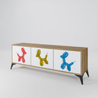 CHILDHOOD MEMORY Mueble de TV de 3 Puertas en Efecto Roble