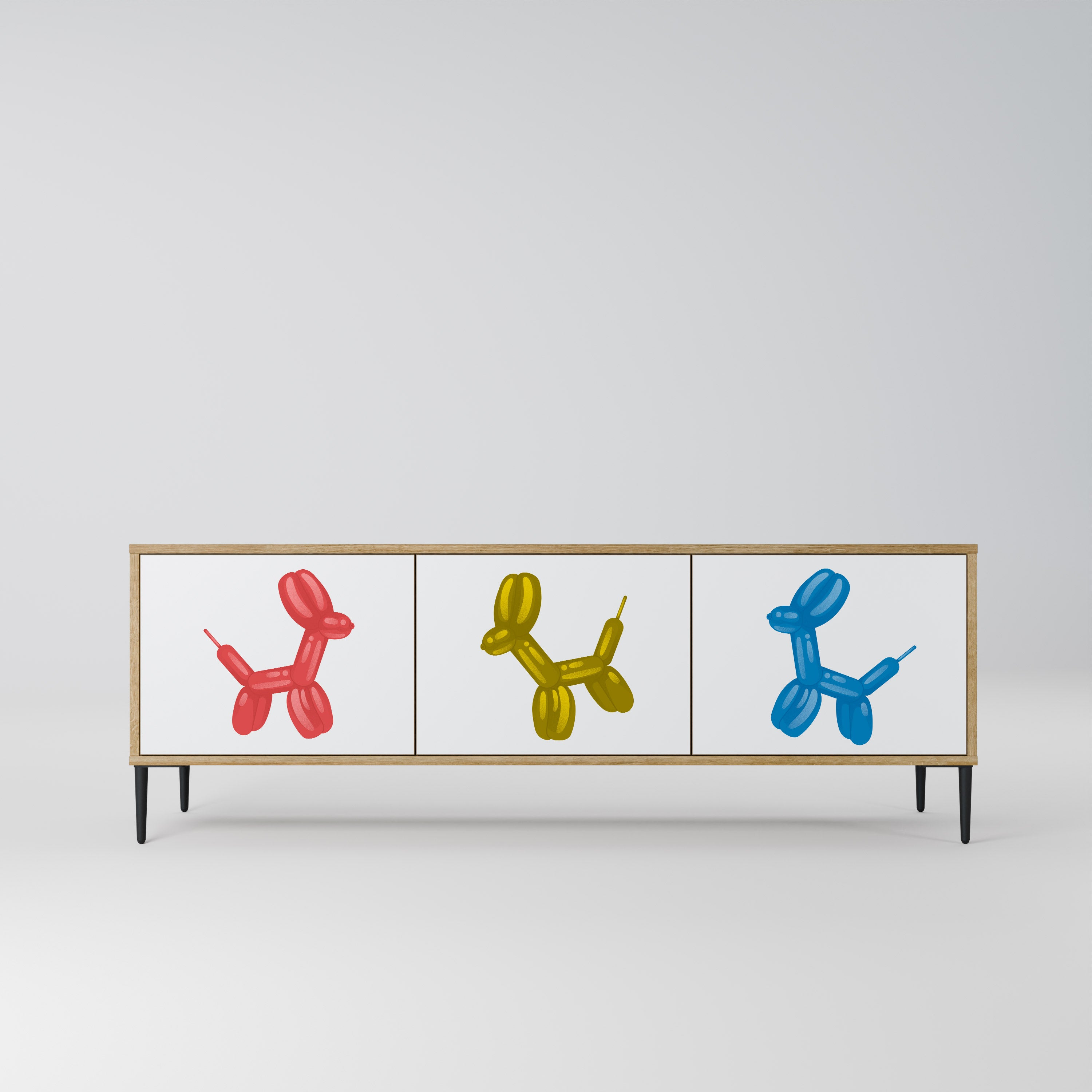 Mueble de TV de 3 puertas CHILDHOOD MEMORY con efecto roble