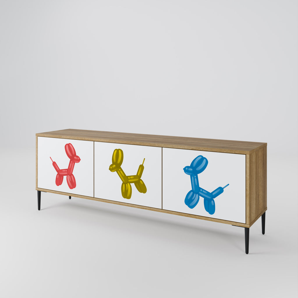 Mueble de TV de 3 puertas CHILDHOOD MEMORY con efecto roble