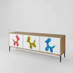 CHILDHOOD MEMORY Mueble de TV de 3 Puertas en Efecto Roble