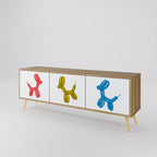 CHILDHOOD MEMORY Mueble de TV de 3 Puertas en Efecto Roble