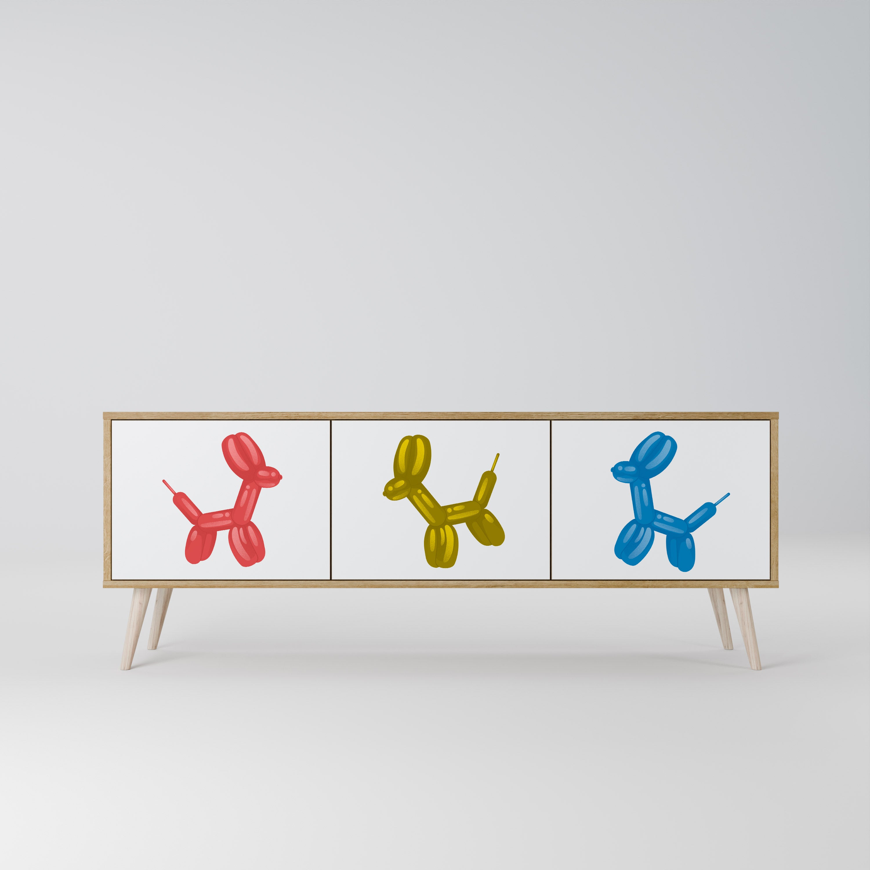 Mueble de TV de 3 puertas CHILDHOOD MEMORY con efecto roble