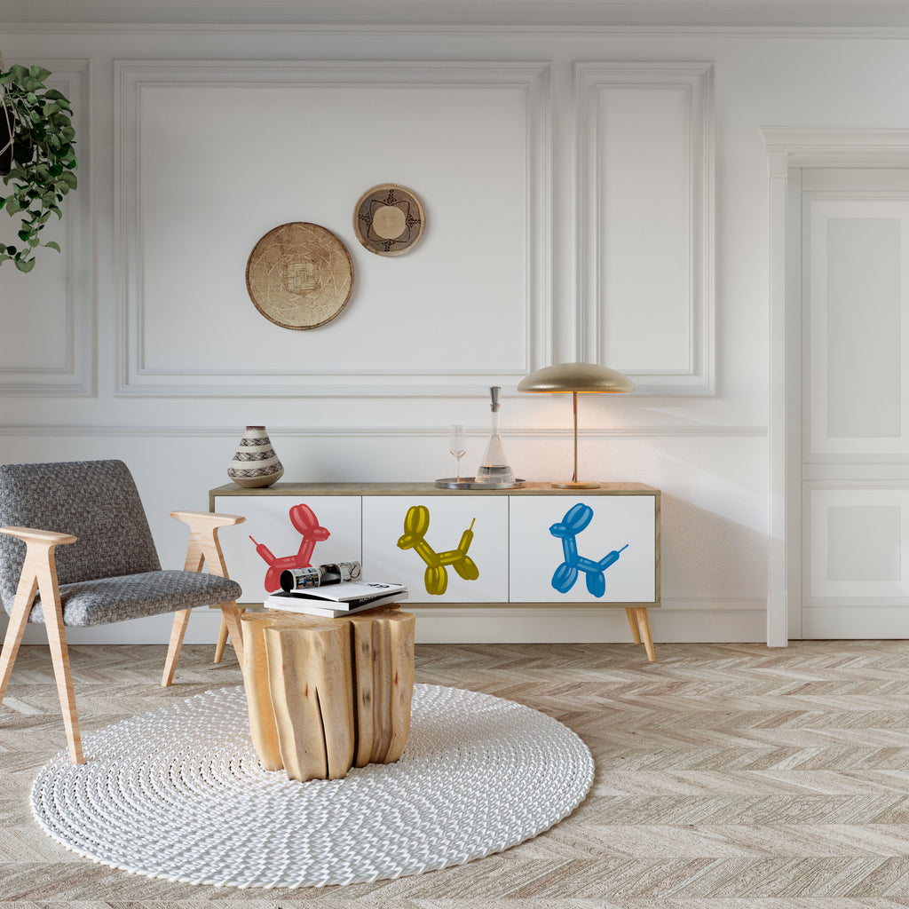 Mueble de TV de 3 puertas CHILDHOOD MEMORY con efecto roble