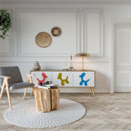 CHILDHOOD MEMORY Mueble de TV de 3 Puertas en Efecto Roble