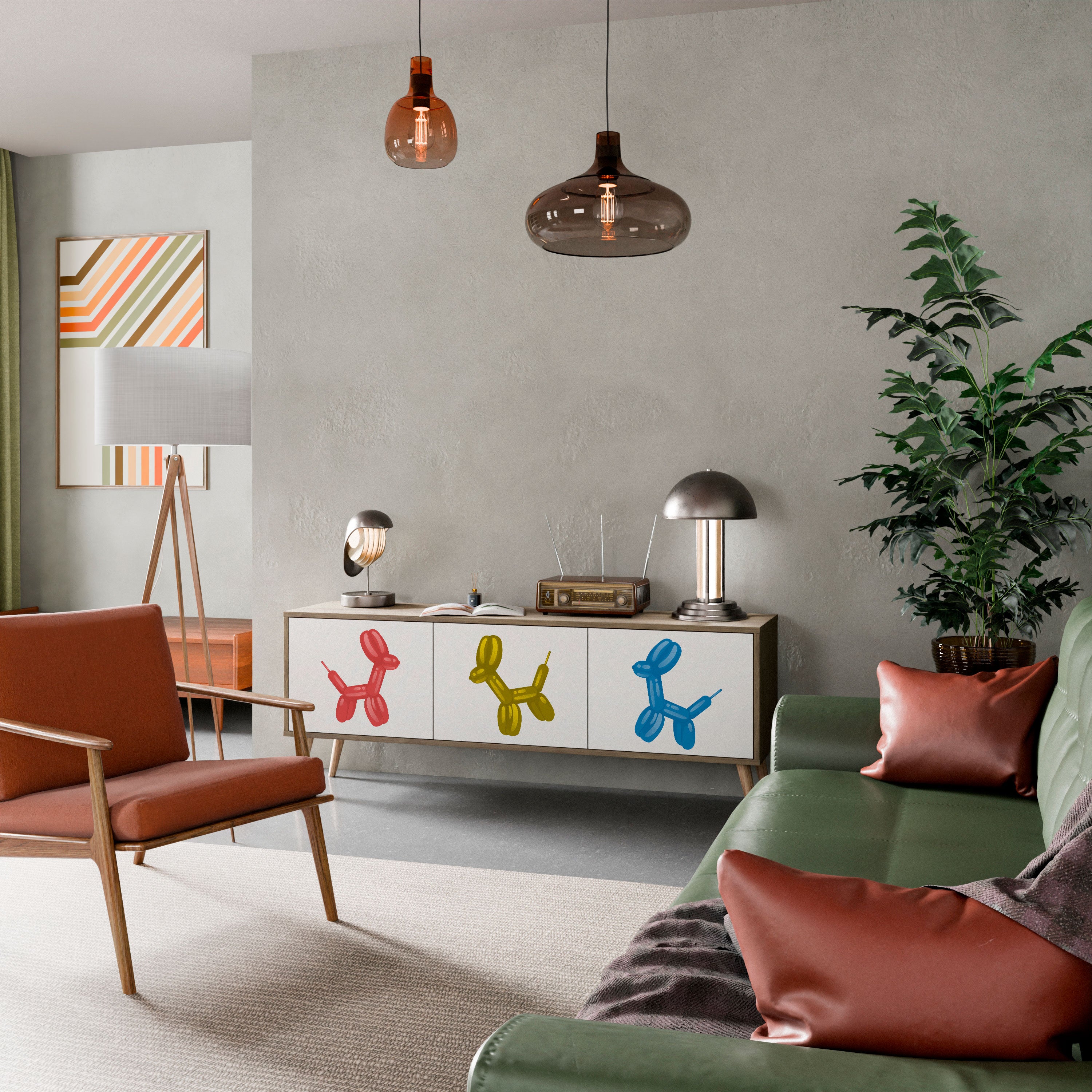 Mueble de TV de 3 puertas CHILDHOOD MEMORY con efecto roble