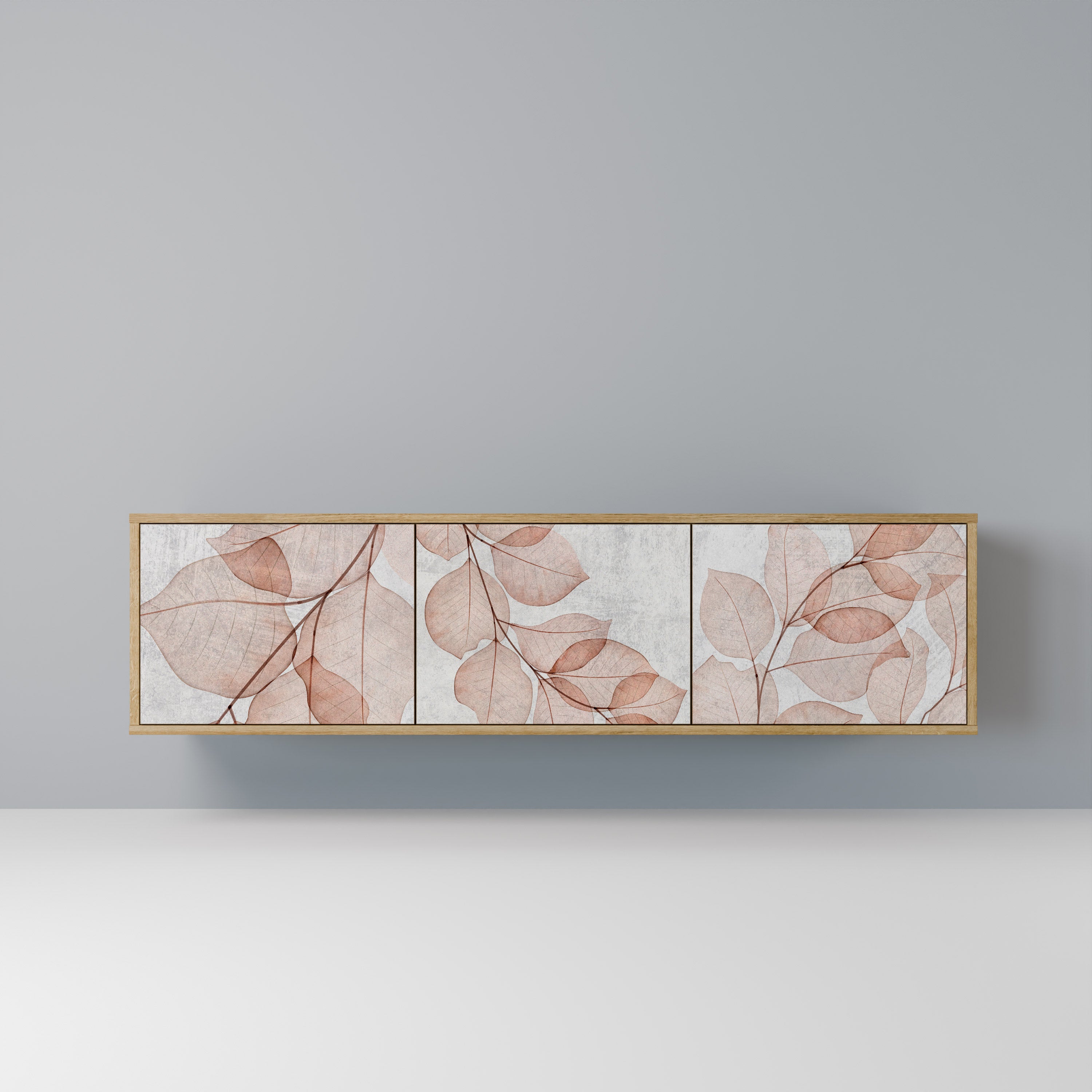 Mueble de TV de 3 puertas AUTUMN FRAGILITY con efecto roble