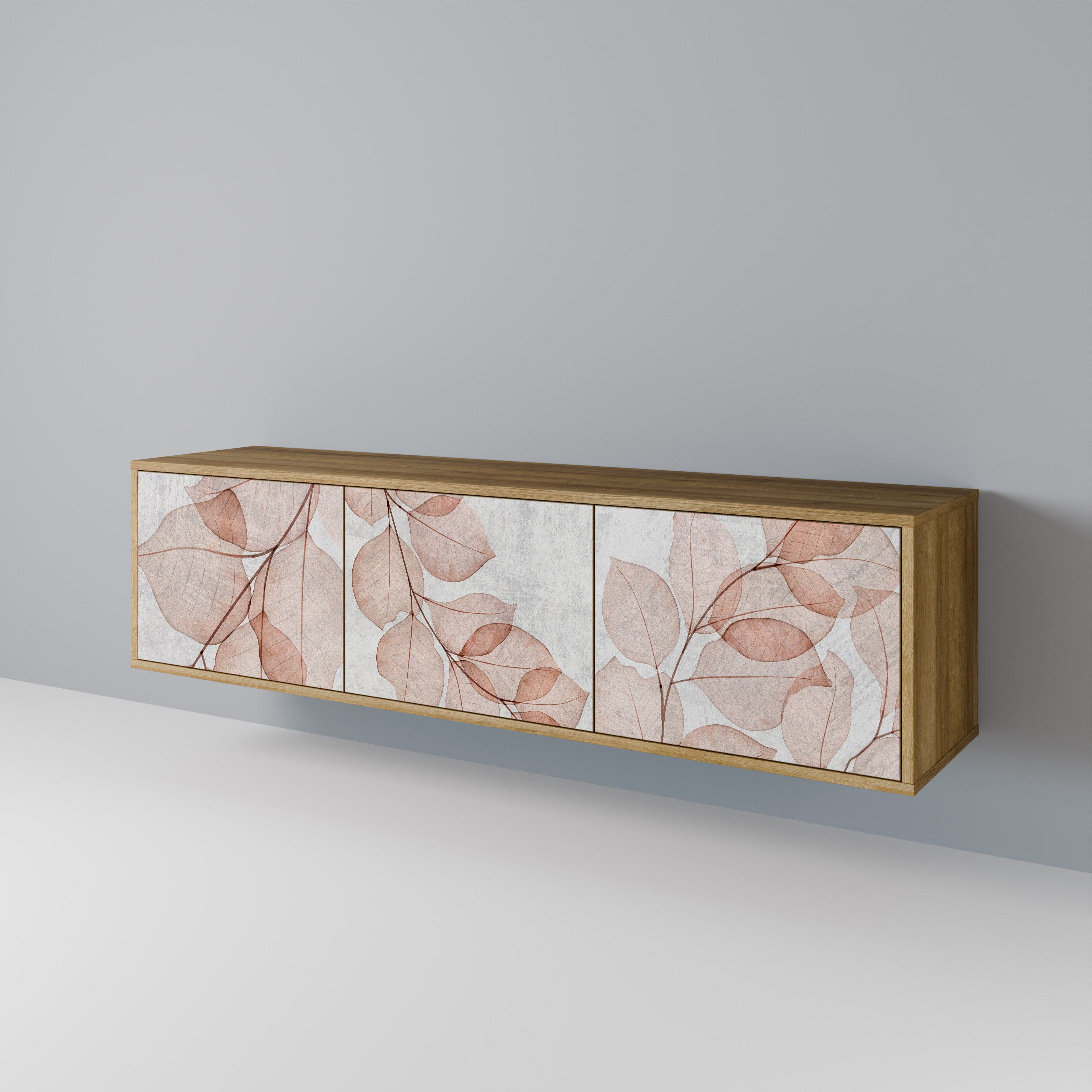 Mueble de TV de 3 puertas AUTUMN FRAGILITY con efecto roble