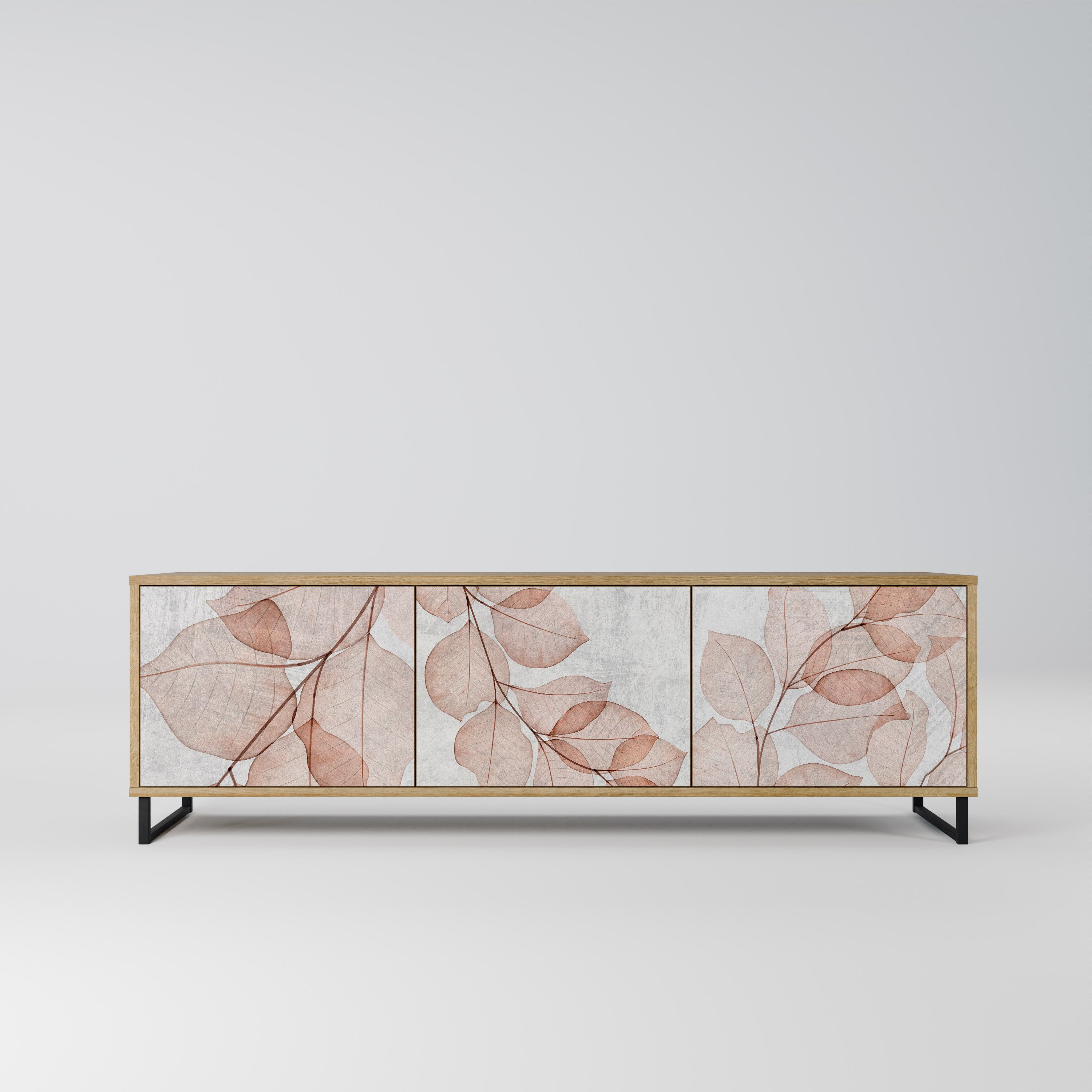 Mueble de TV de 3 puertas AUTUMN FRAGILITY con efecto roble