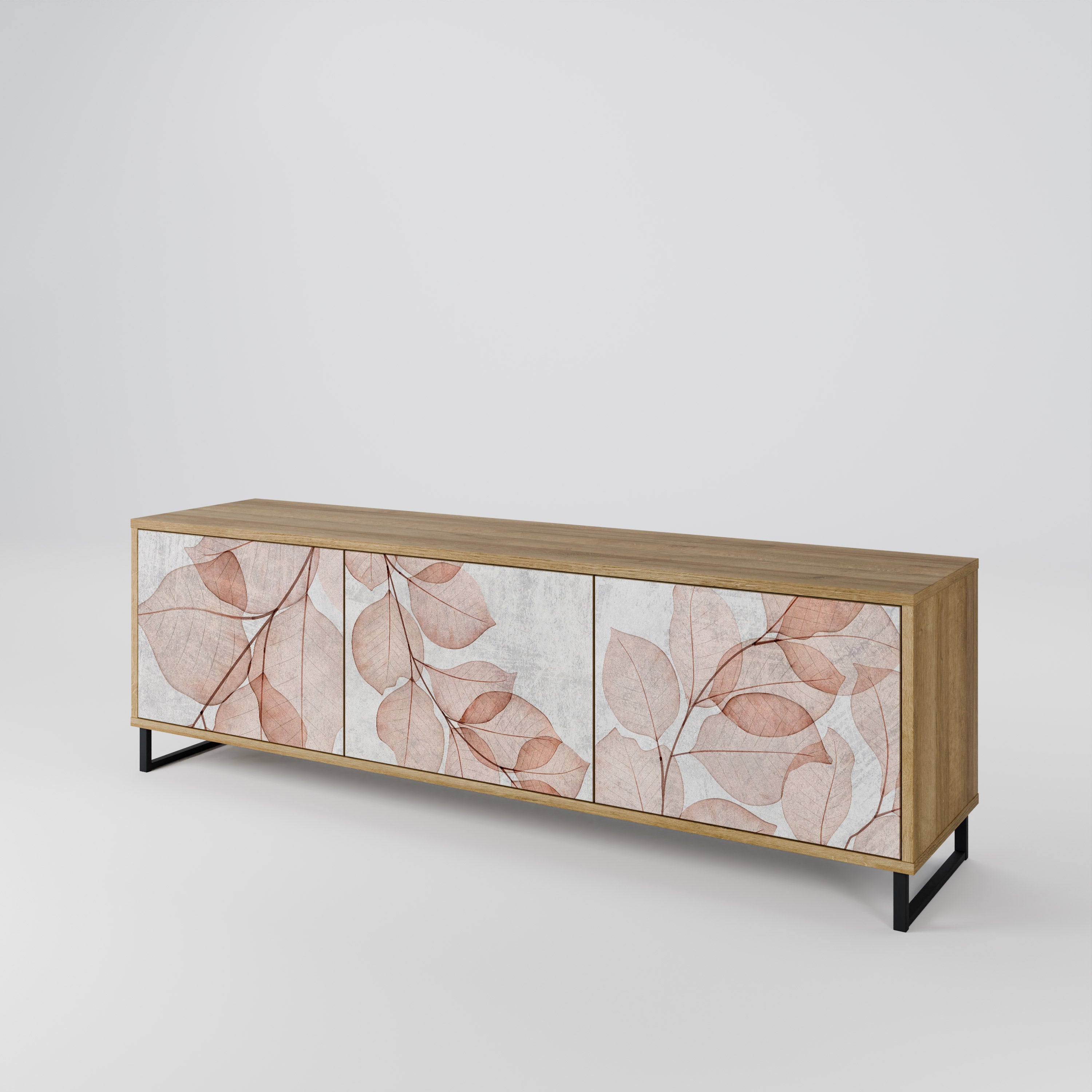 Mueble de TV de 3 puertas AUTUMN FRAGILITY con efecto roble
