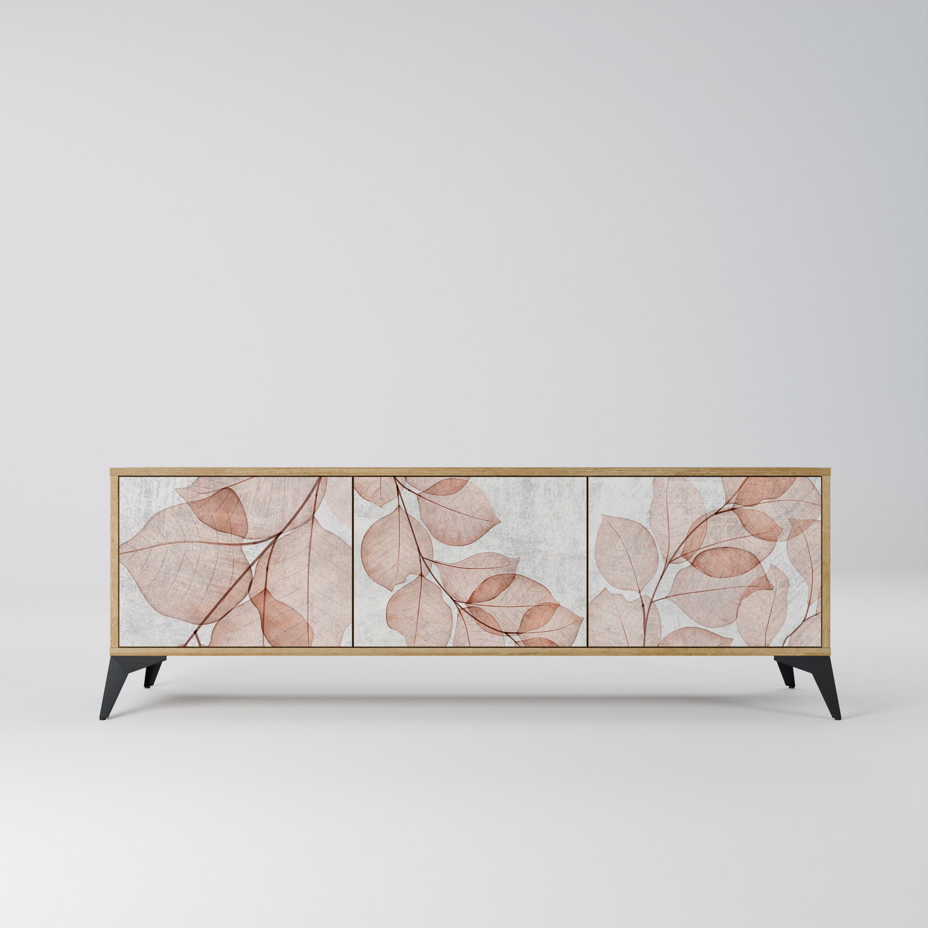 Mueble de TV de 3 puertas AUTUMN FRAGILITY con efecto roble