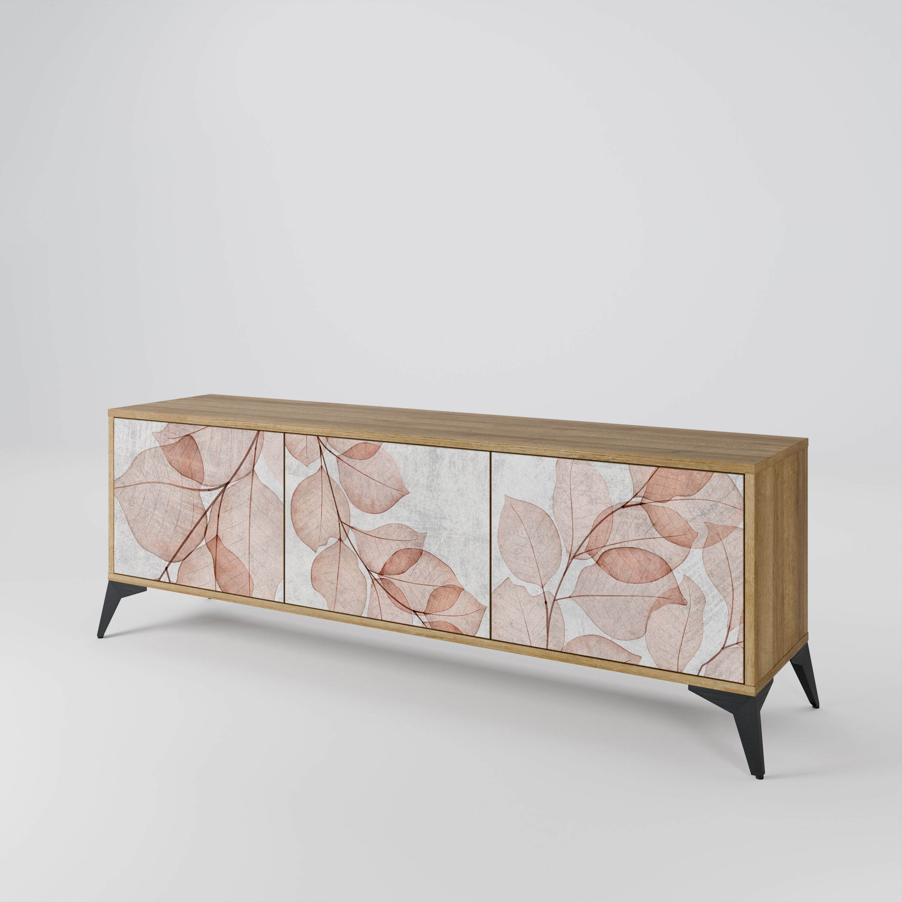 Mueble de TV de 3 puertas AUTUMN FRAGILITY con efecto roble
