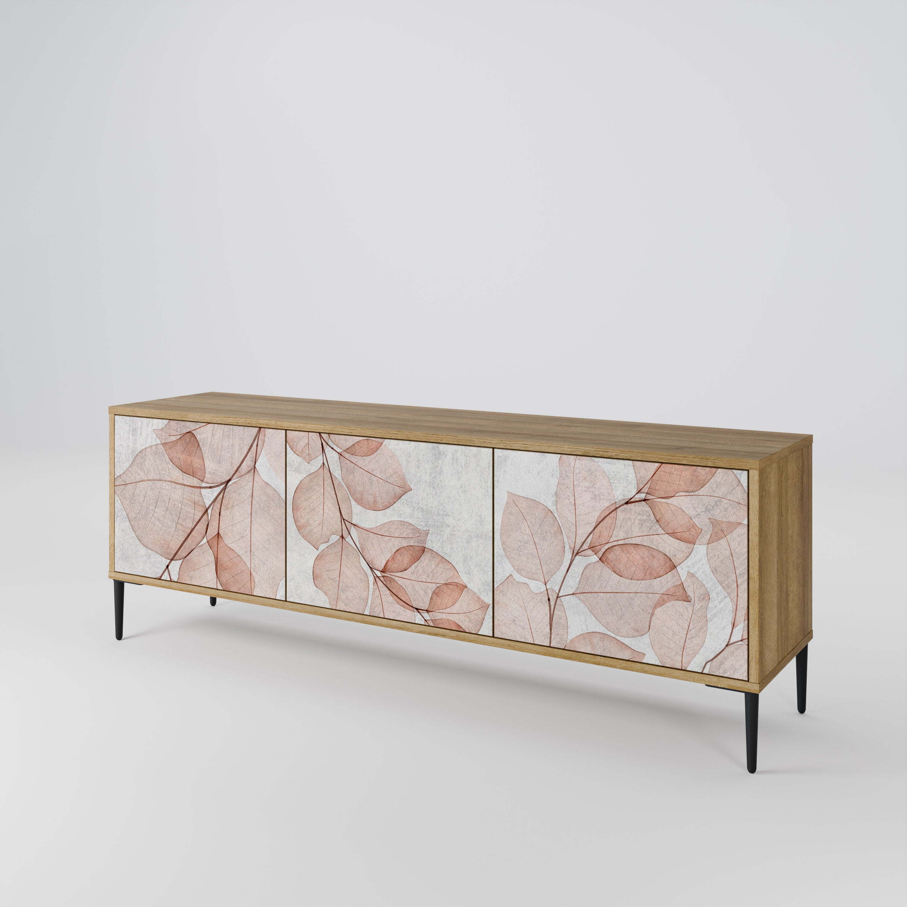 Mueble de TV de 3 puertas AUTUMN FRAGILITY con efecto roble