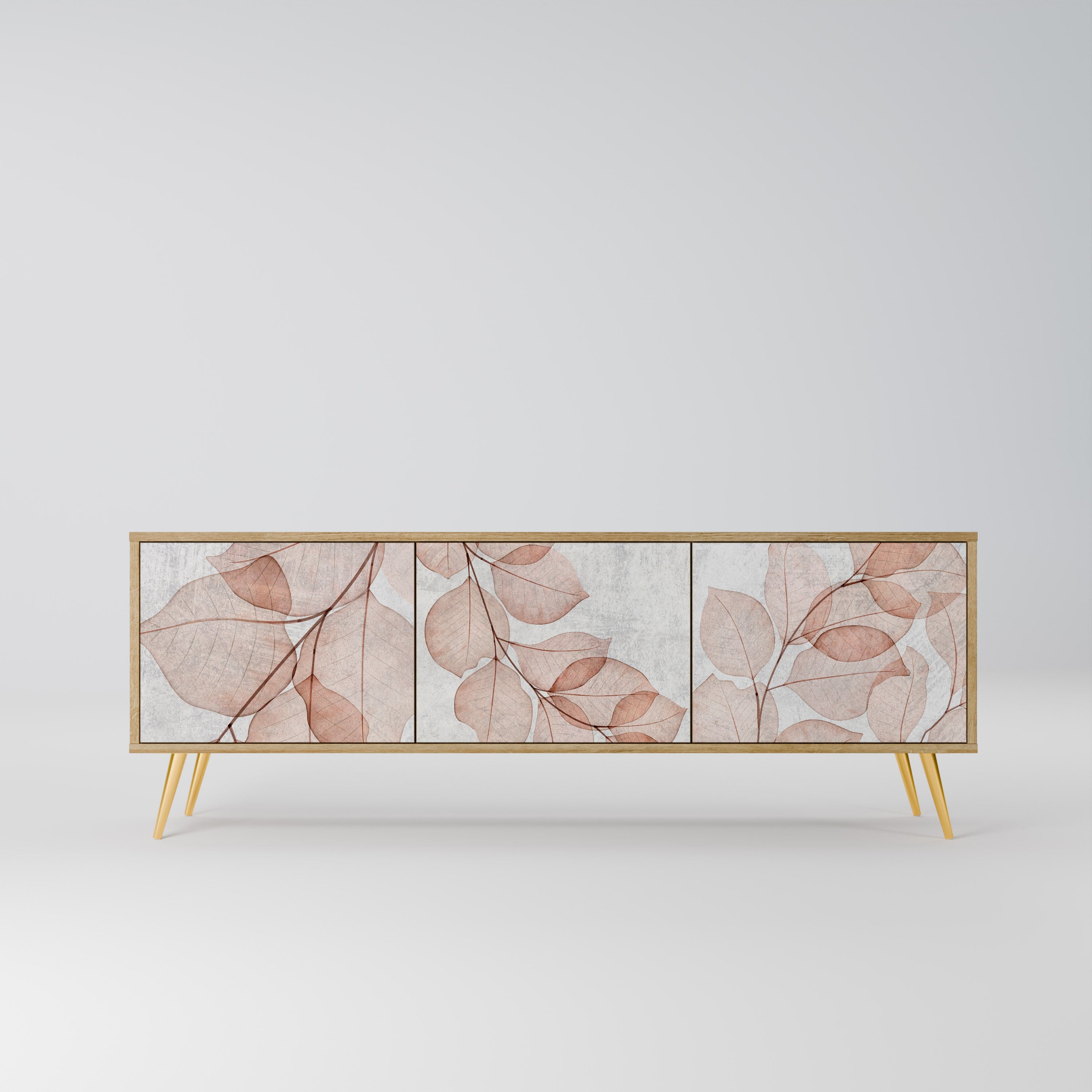 Mueble de TV de 3 puertas AUTUMN FRAGILITY con efecto roble