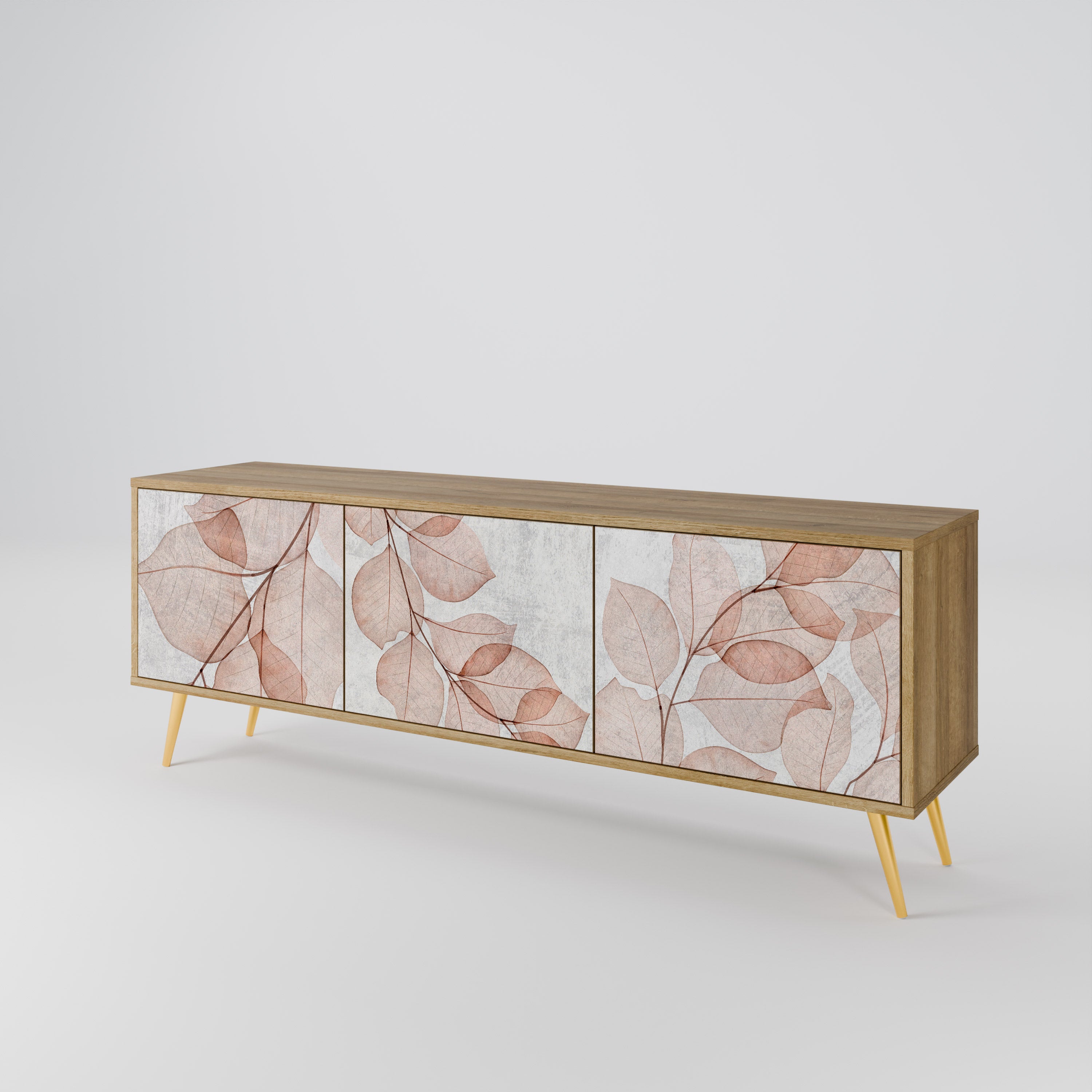 Mueble de TV de 3 puertas AUTUMN FRAGILITY con efecto roble