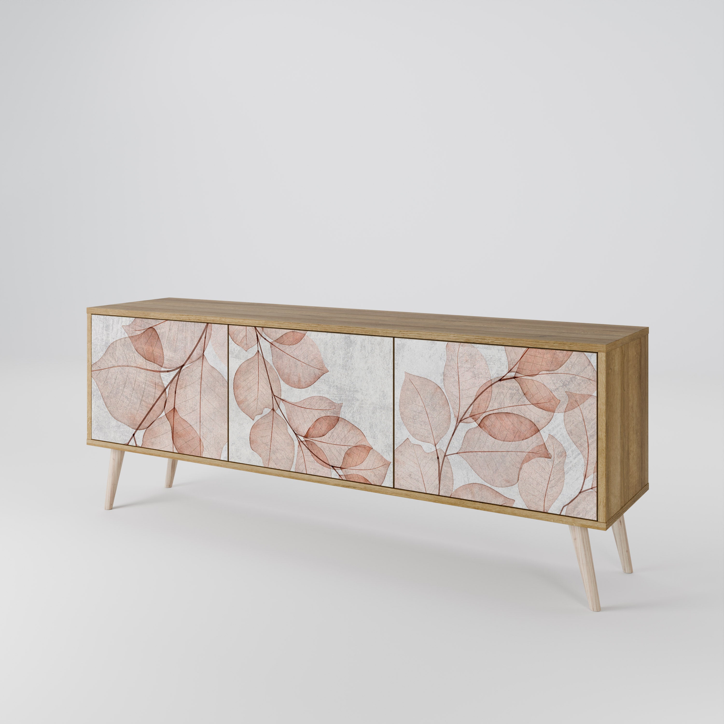 Mueble de TV de 3 puertas AUTUMN FRAGILITY con efecto roble