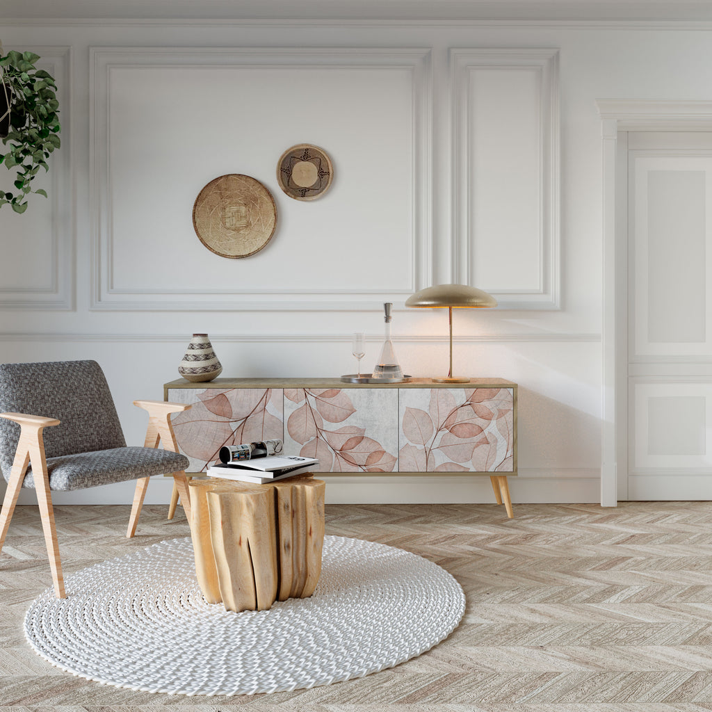 Mueble de TV de 3 puertas AUTUMN FRAGILITY con efecto roble