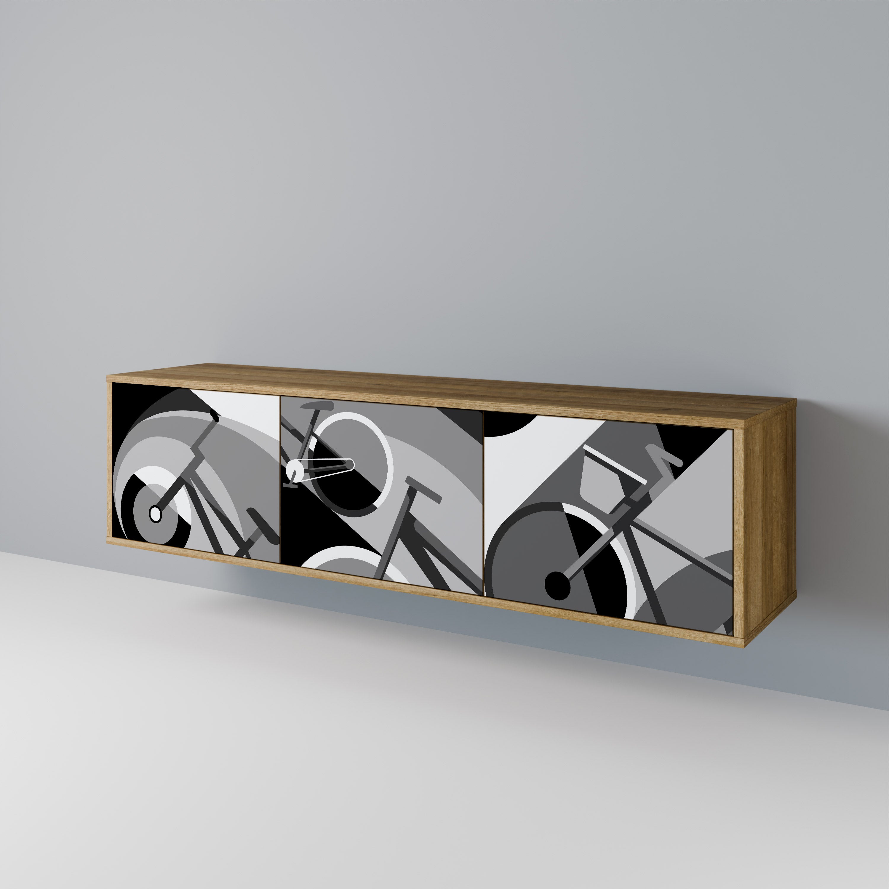 Mueble de TV BIKE ENERGY de 3 puertas con efecto roble