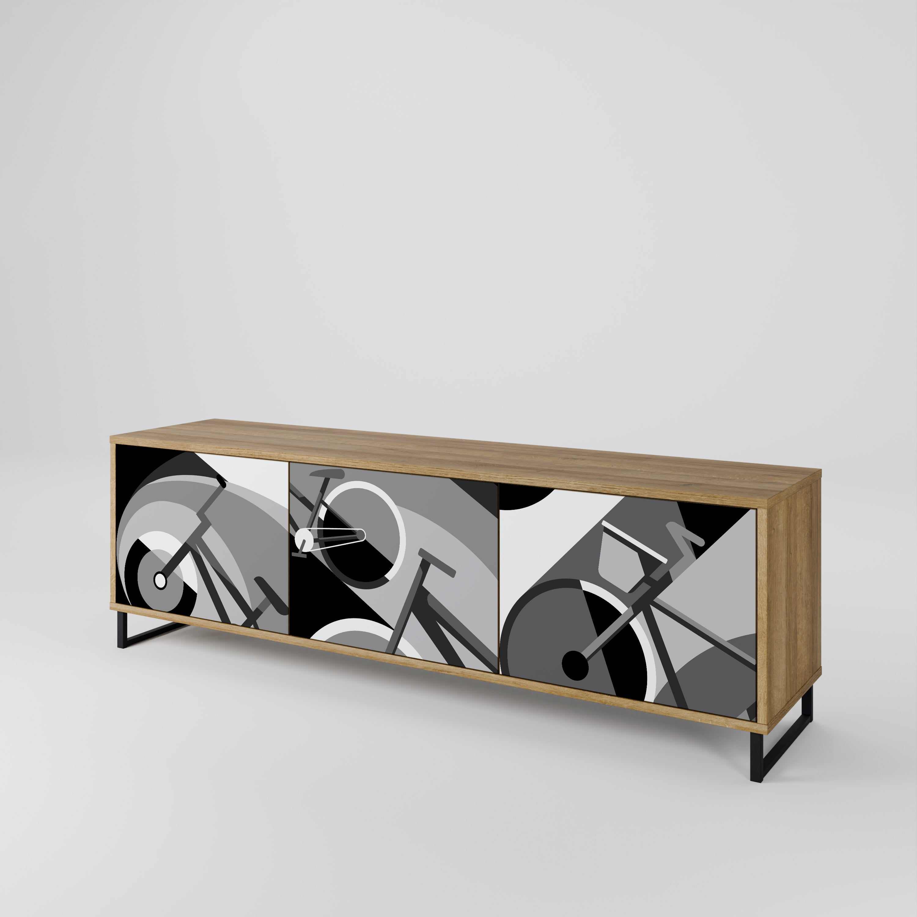 Mueble de TV BIKE ENERGY de 3 puertas con efecto roble