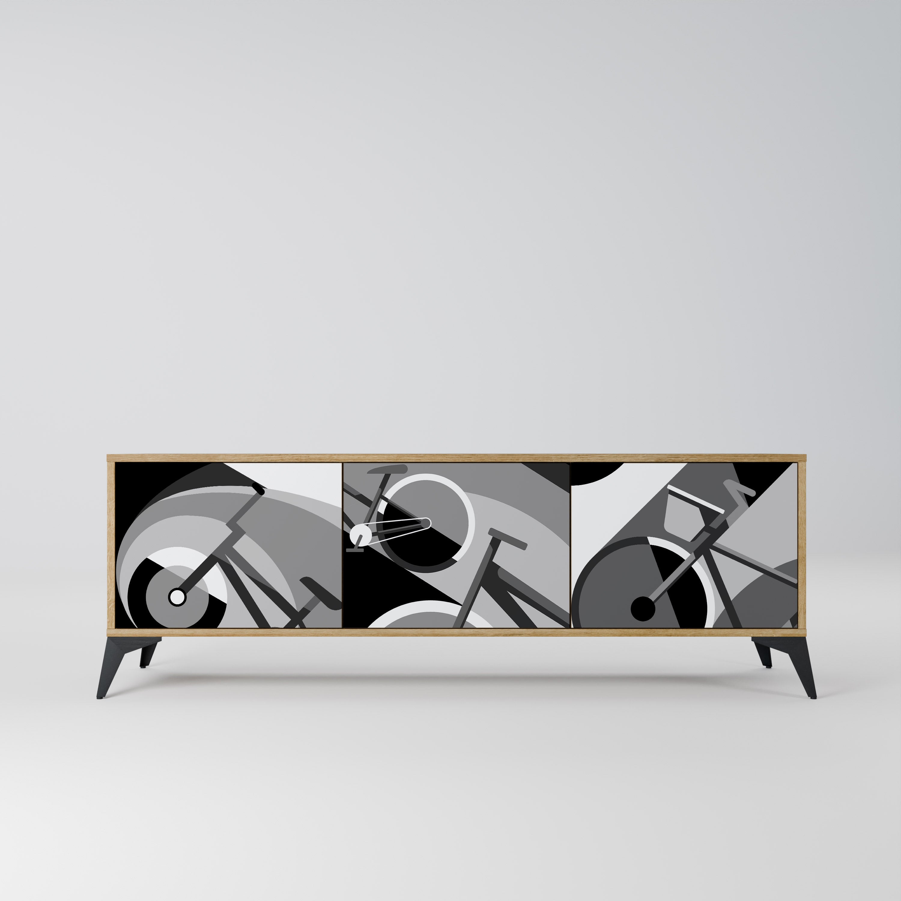 Mueble de TV BIKE ENERGY de 3 puertas con efecto roble