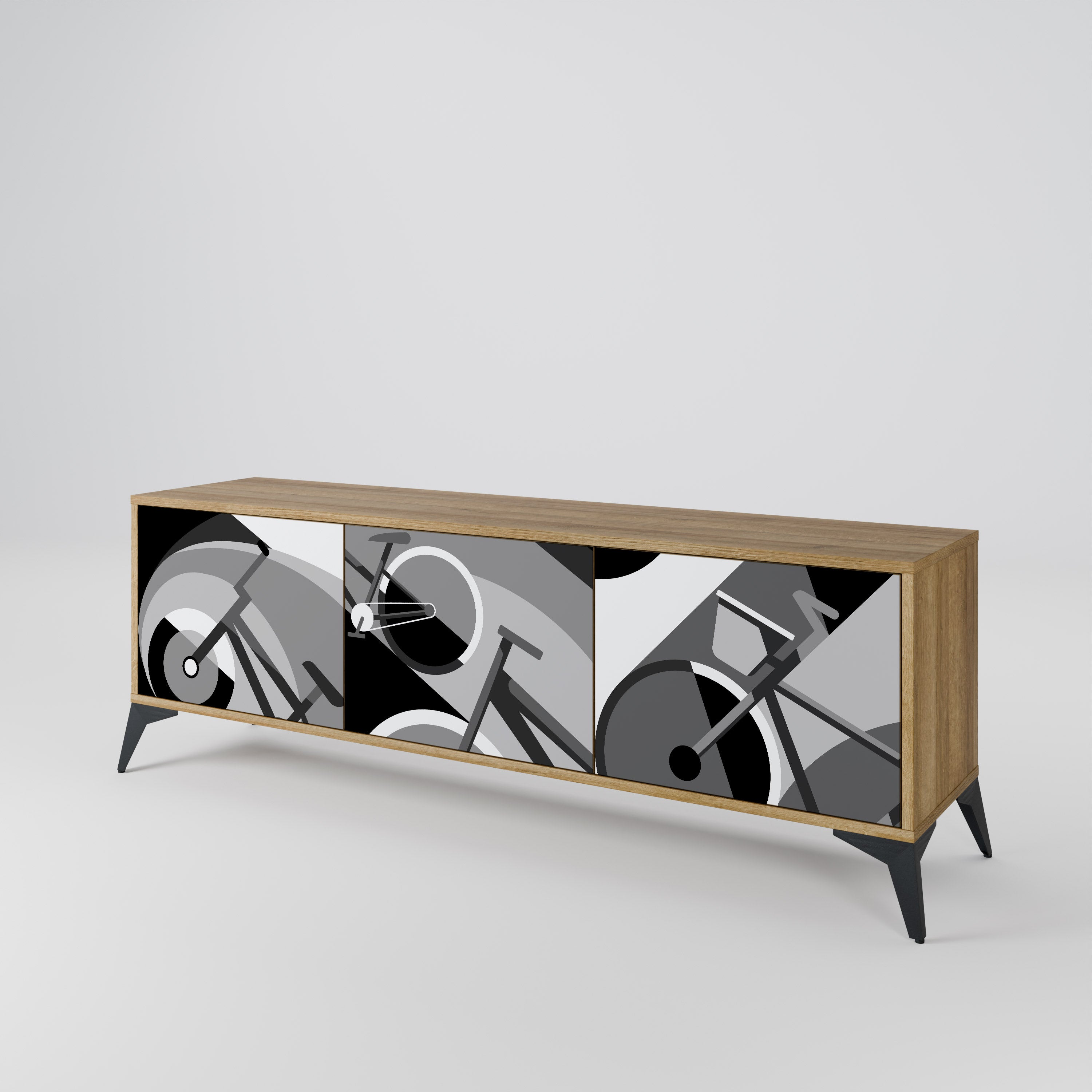Mueble de TV BIKE ENERGY de 3 puertas con efecto roble