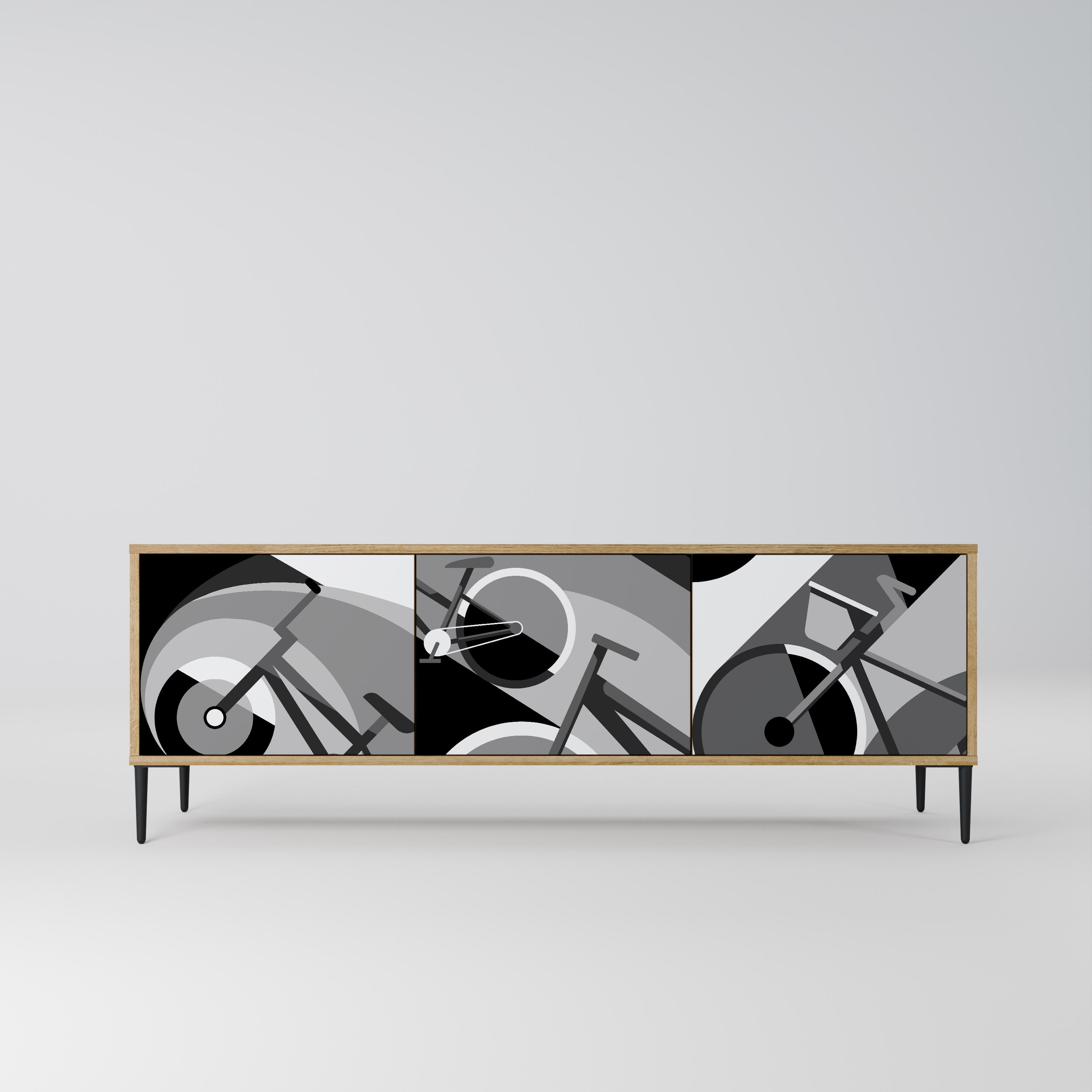 Mueble de TV BIKE ENERGY de 3 puertas con efecto roble