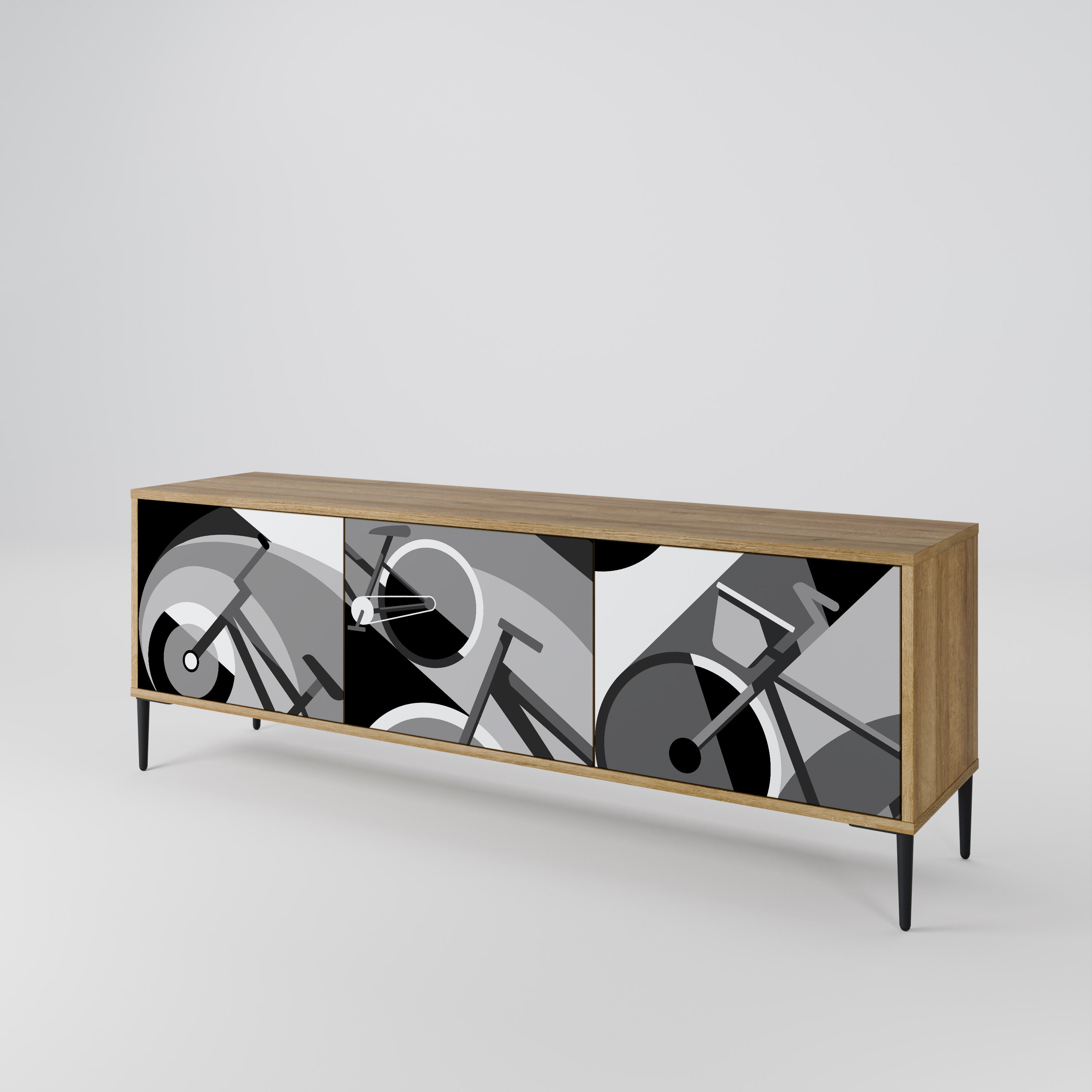 Mueble de TV BIKE ENERGY de 3 puertas con efecto roble