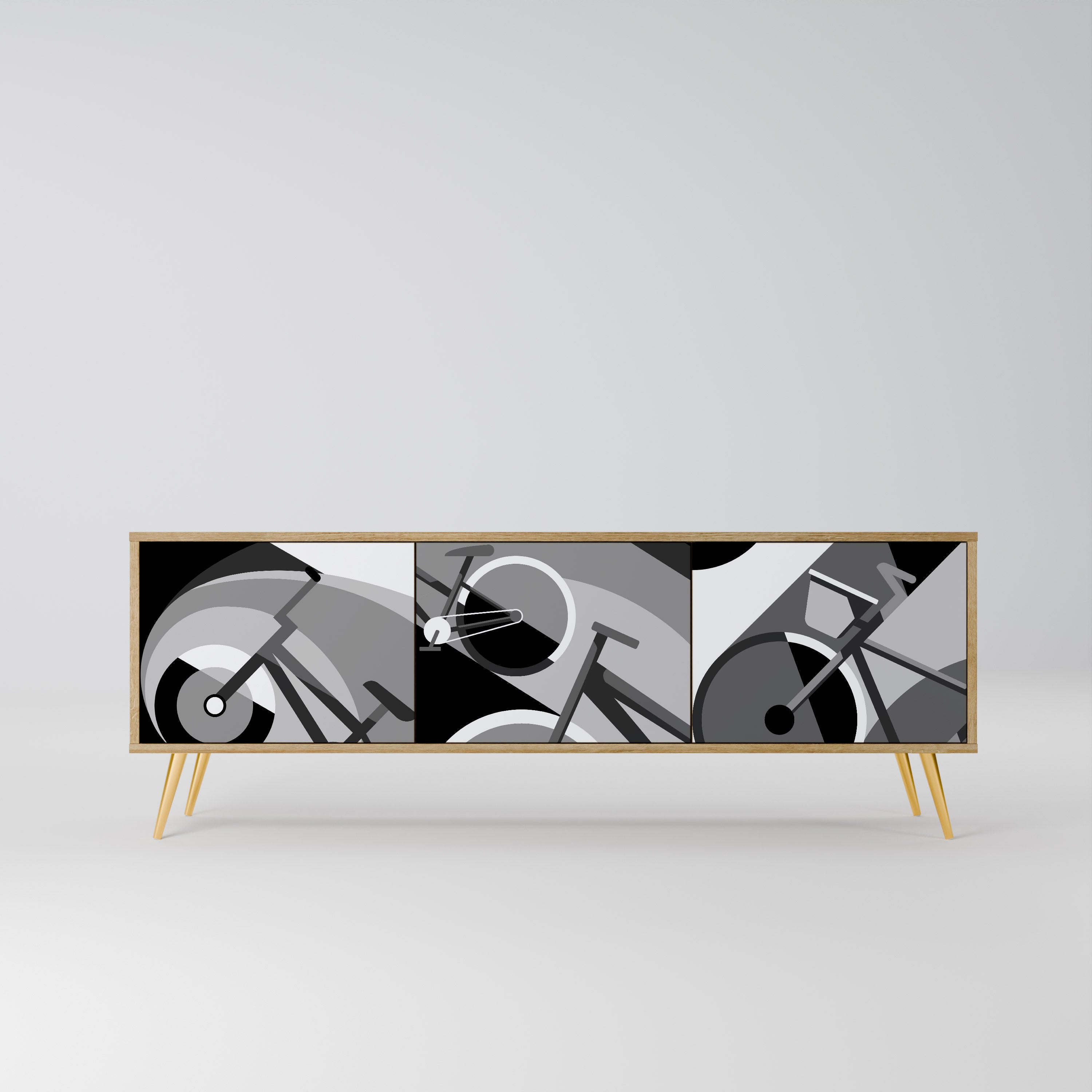 Mueble de TV BIKE ENERGY de 3 puertas con efecto roble