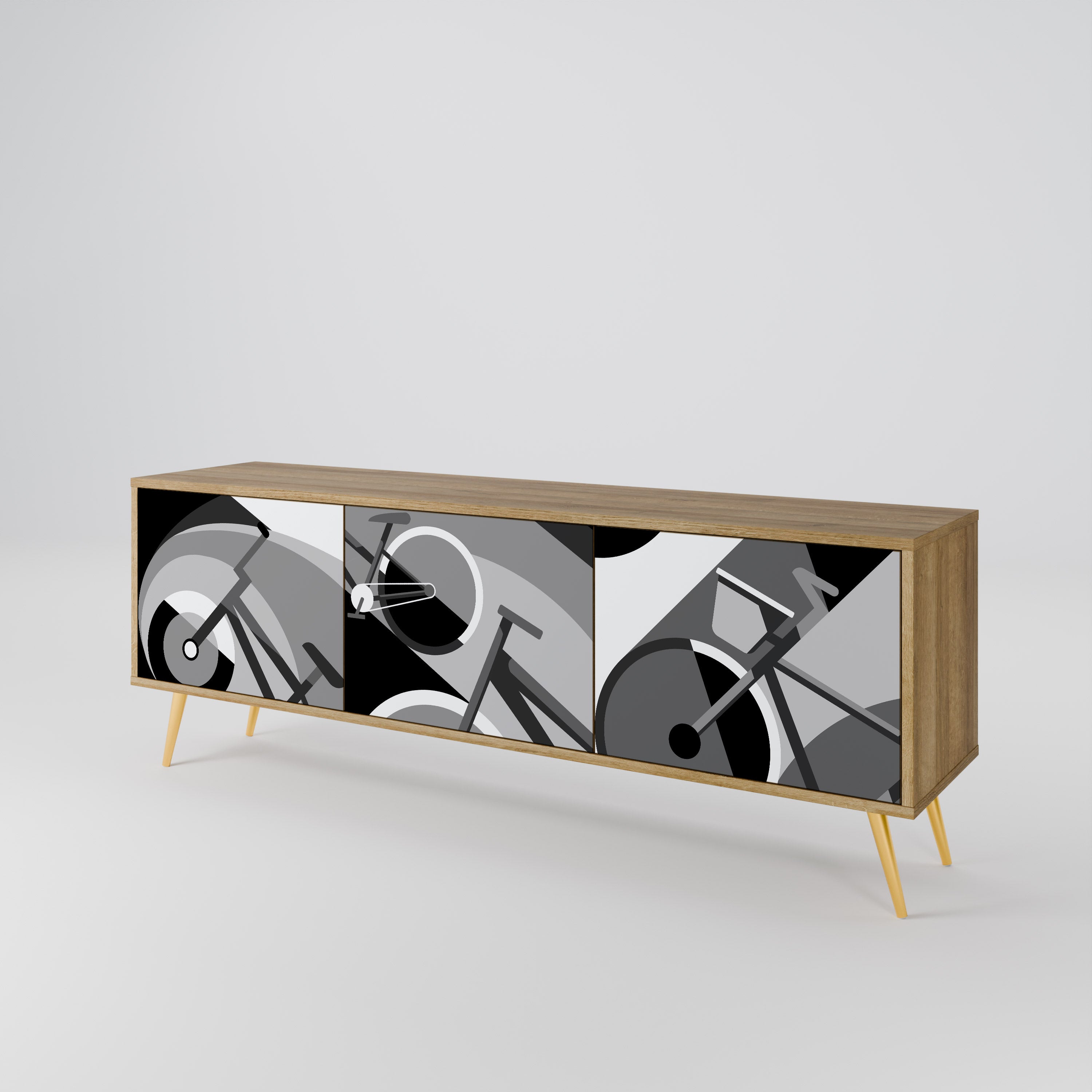 Mueble de TV BIKE ENERGY de 3 puertas con efecto roble