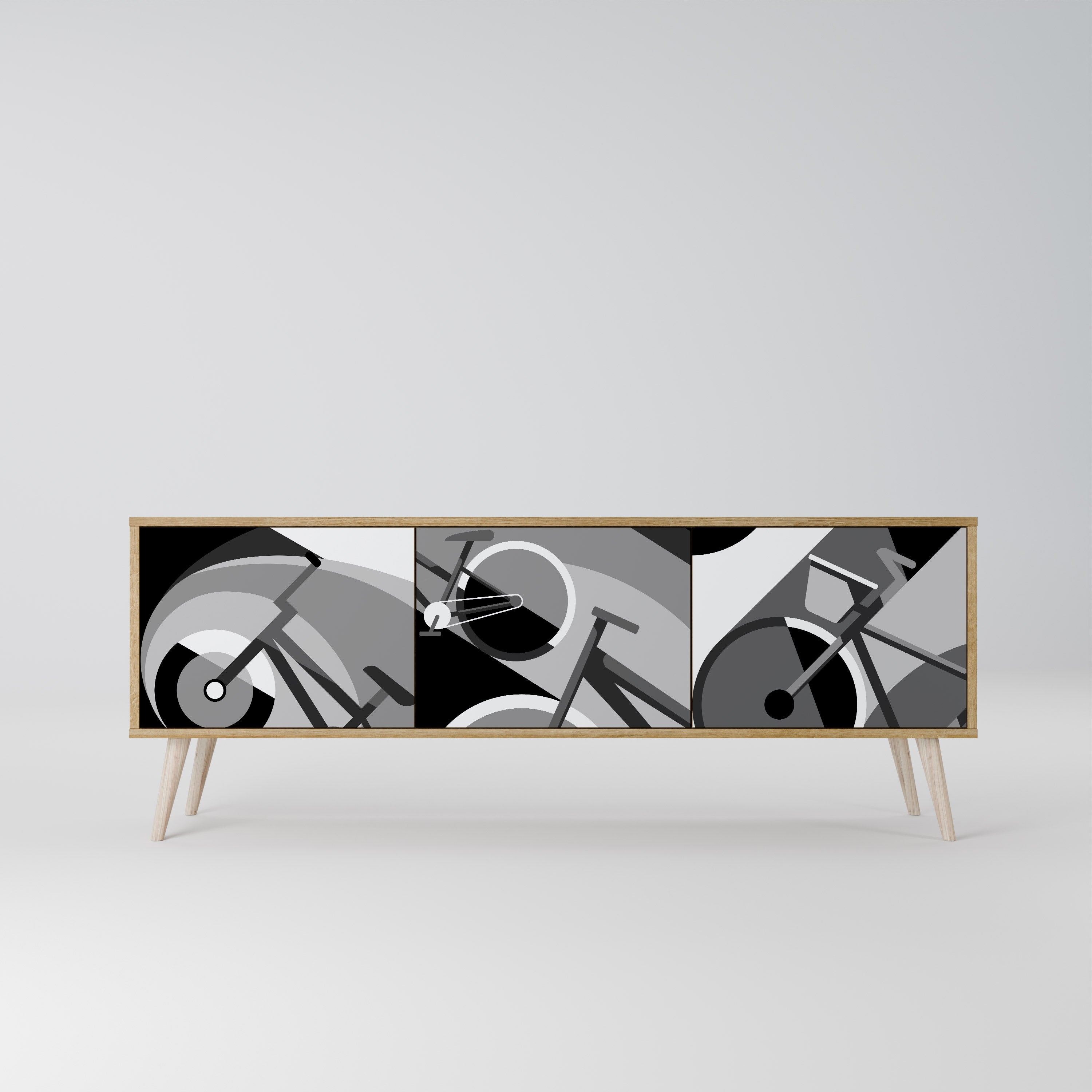 Mueble de TV BIKE ENERGY de 3 puertas con efecto roble