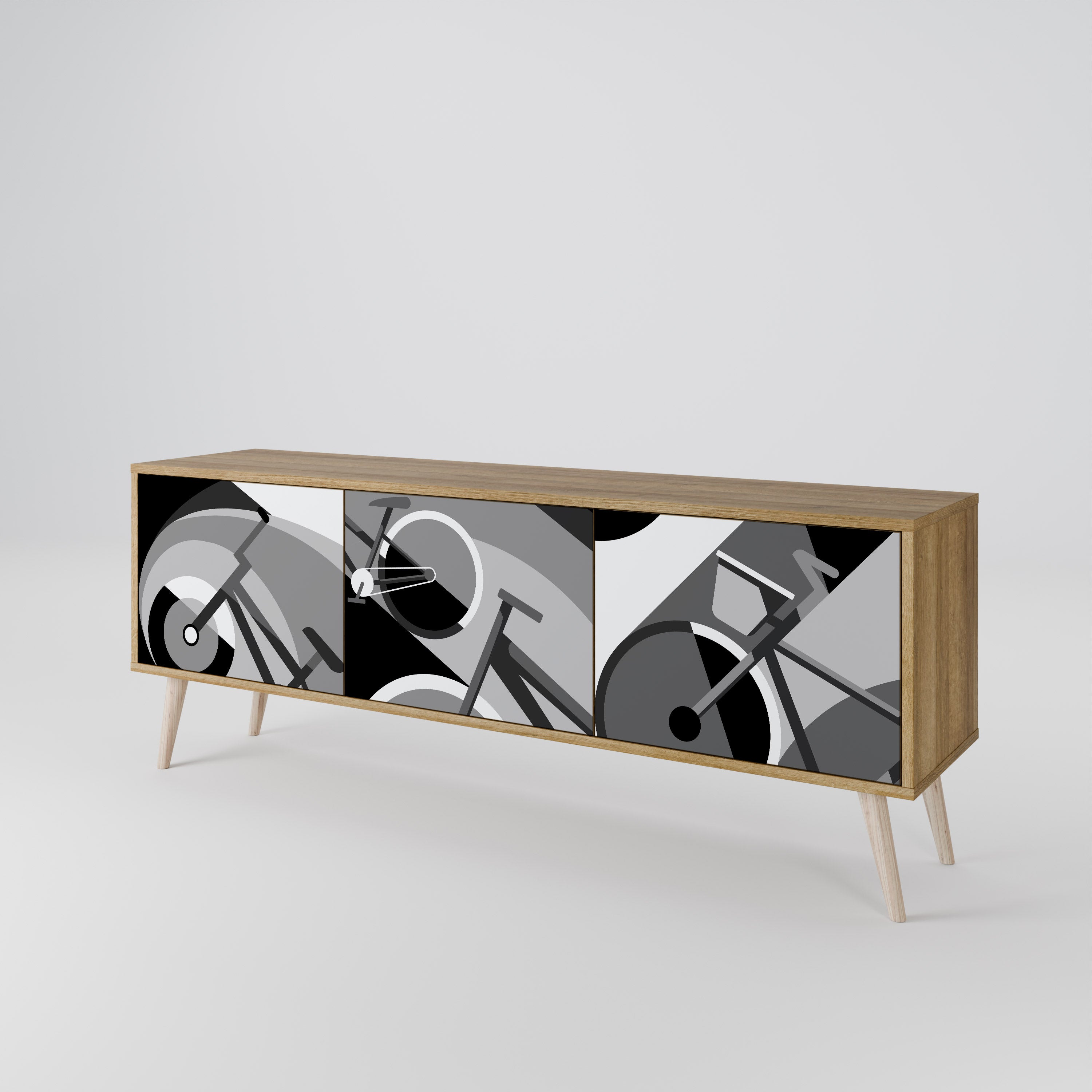 Mueble de TV BIKE ENERGY de 3 puertas con efecto roble