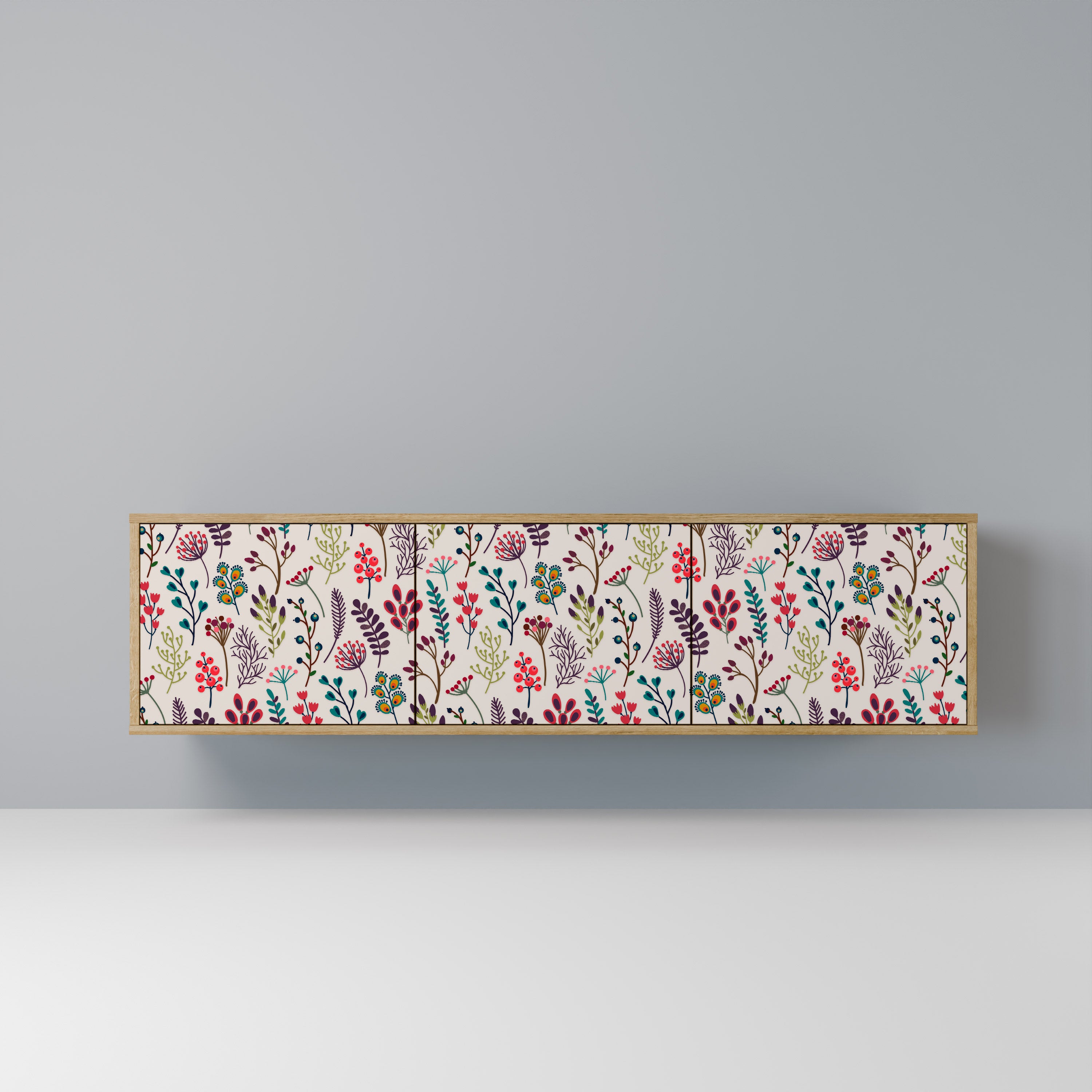 Mueble de TV de 3 puertas AUTUMN SUNDRIES en efecto roble
