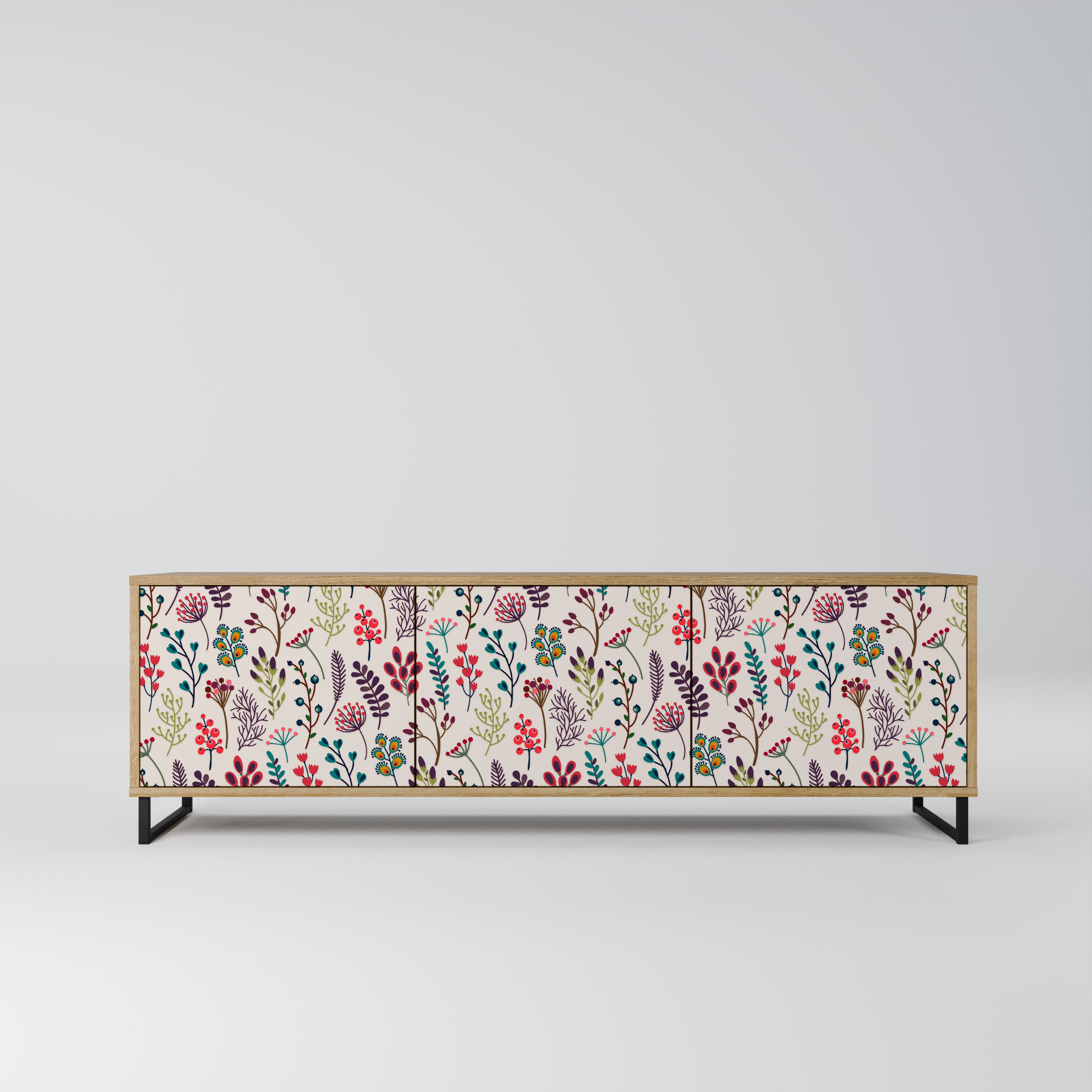 Mueble de TV de 3 puertas AUTUMN SUNDRIES en efecto roble