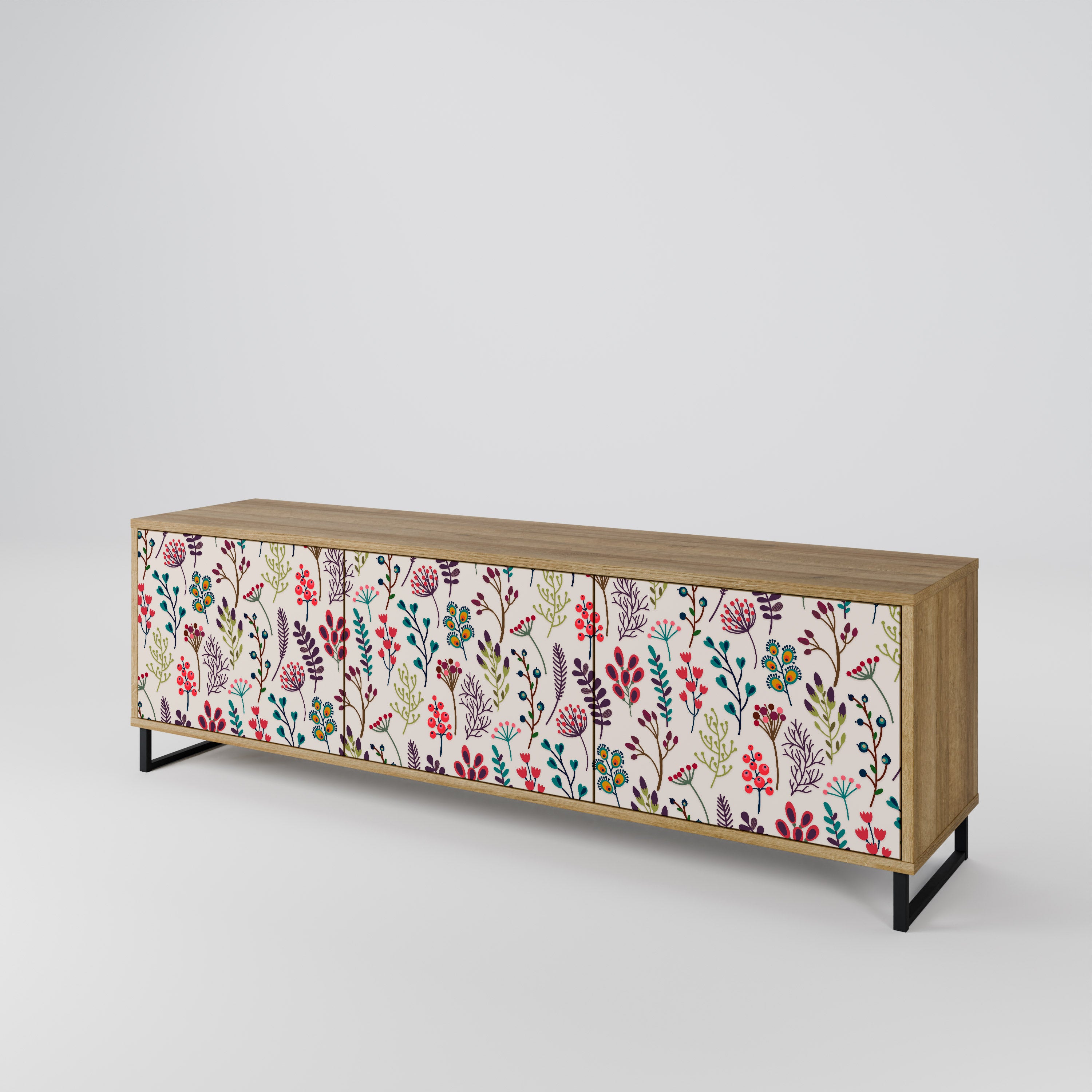 Mueble de TV de 3 puertas AUTUMN SUNDRIES en efecto roble