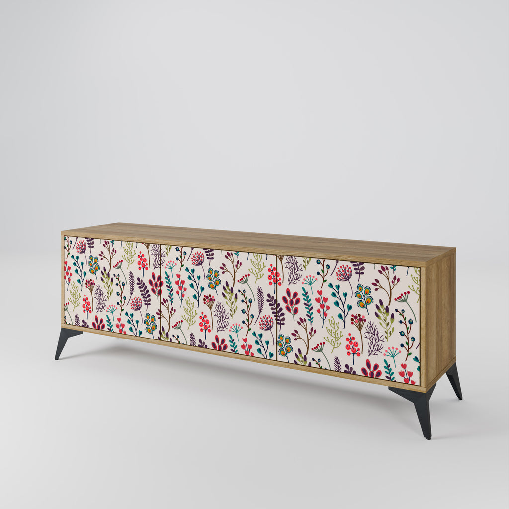 Mueble de TV de 3 puertas AUTUMN SUNDRIES en efecto roble