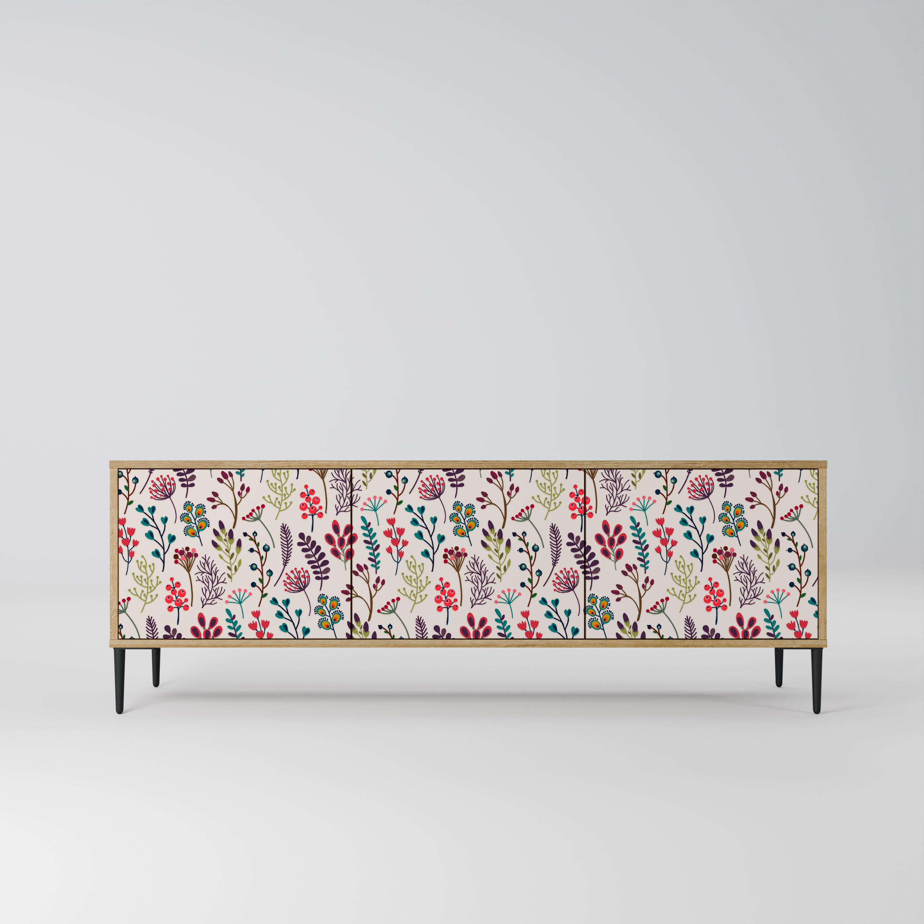 Mueble de TV de 3 puertas AUTUMN SUNDRIES en efecto roble