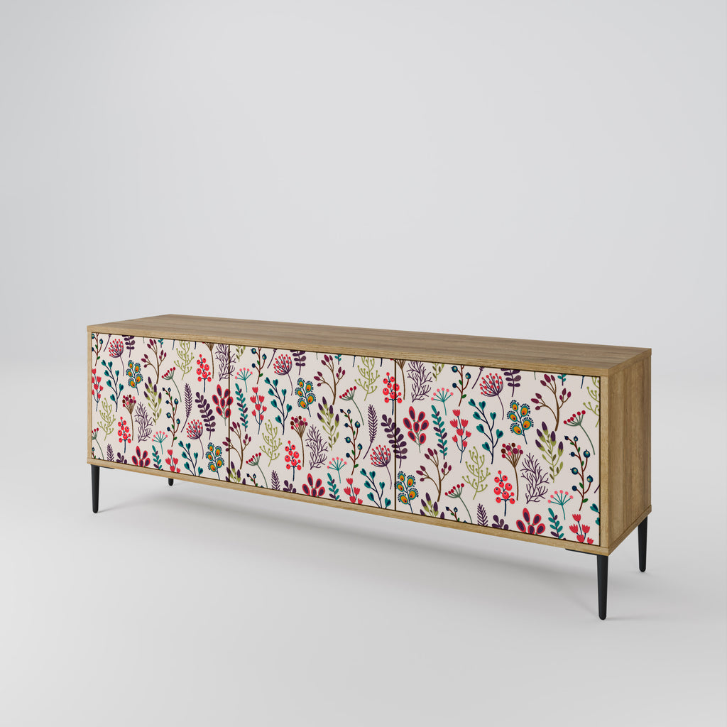 Mueble de TV de 3 puertas AUTUMN SUNDRIES en efecto roble