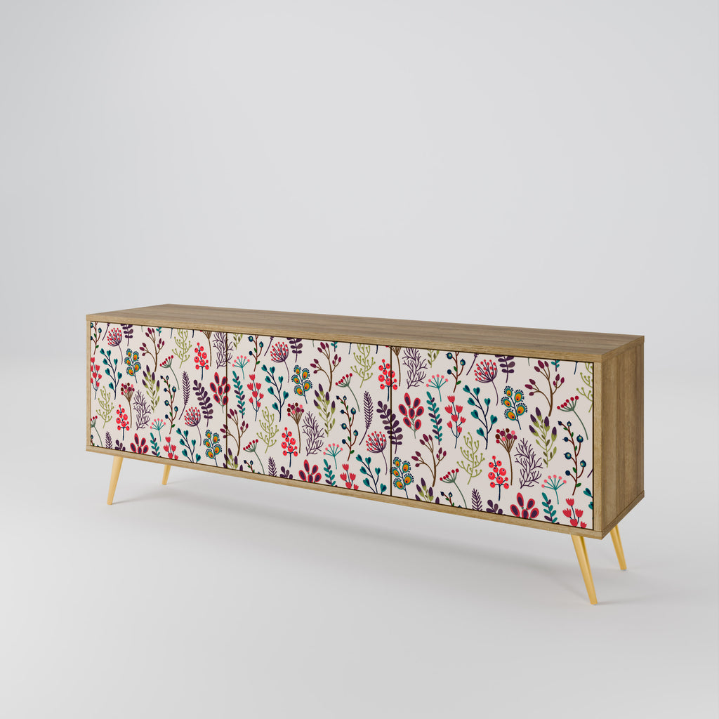 Mueble de TV de 3 puertas AUTUMN SUNDRIES en efecto roble