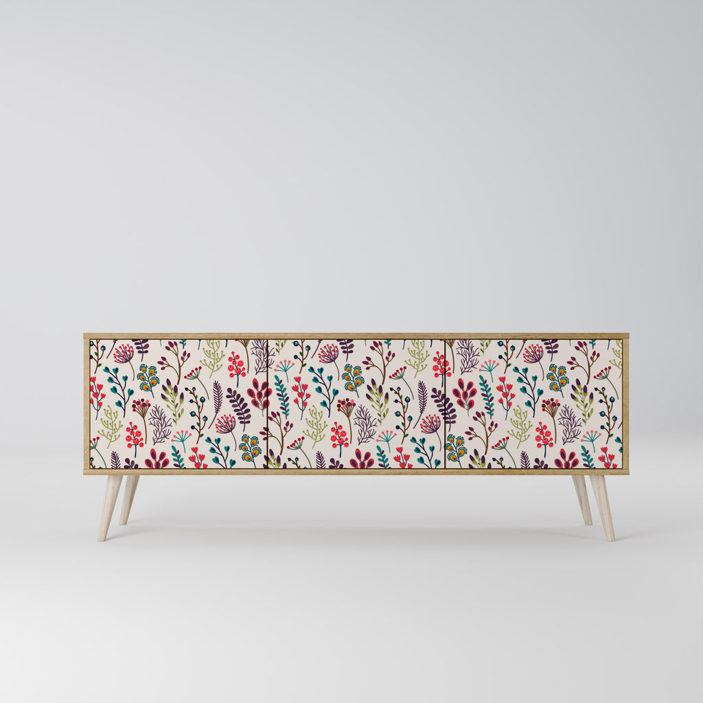 Mueble de TV de 3 puertas AUTUMN SUNDRIES en efecto roble