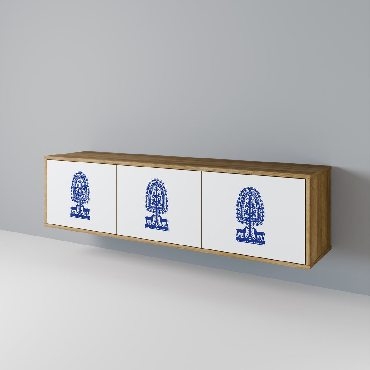 POLISH FOLK ART Mueble de TV de 3 Puertas