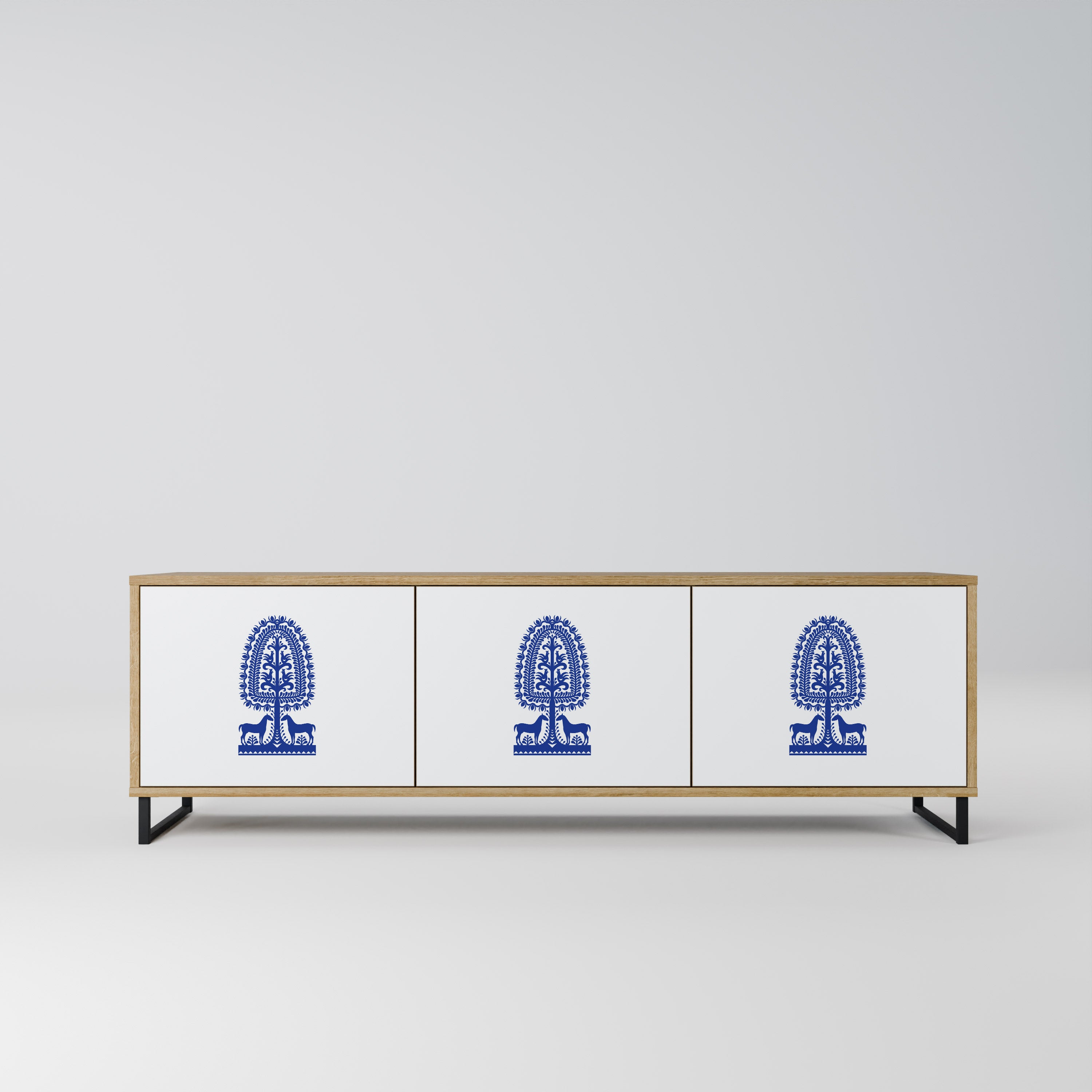 Mueble de TV de 3 puertas con efecto roble de ARTE POPULAR POLACO