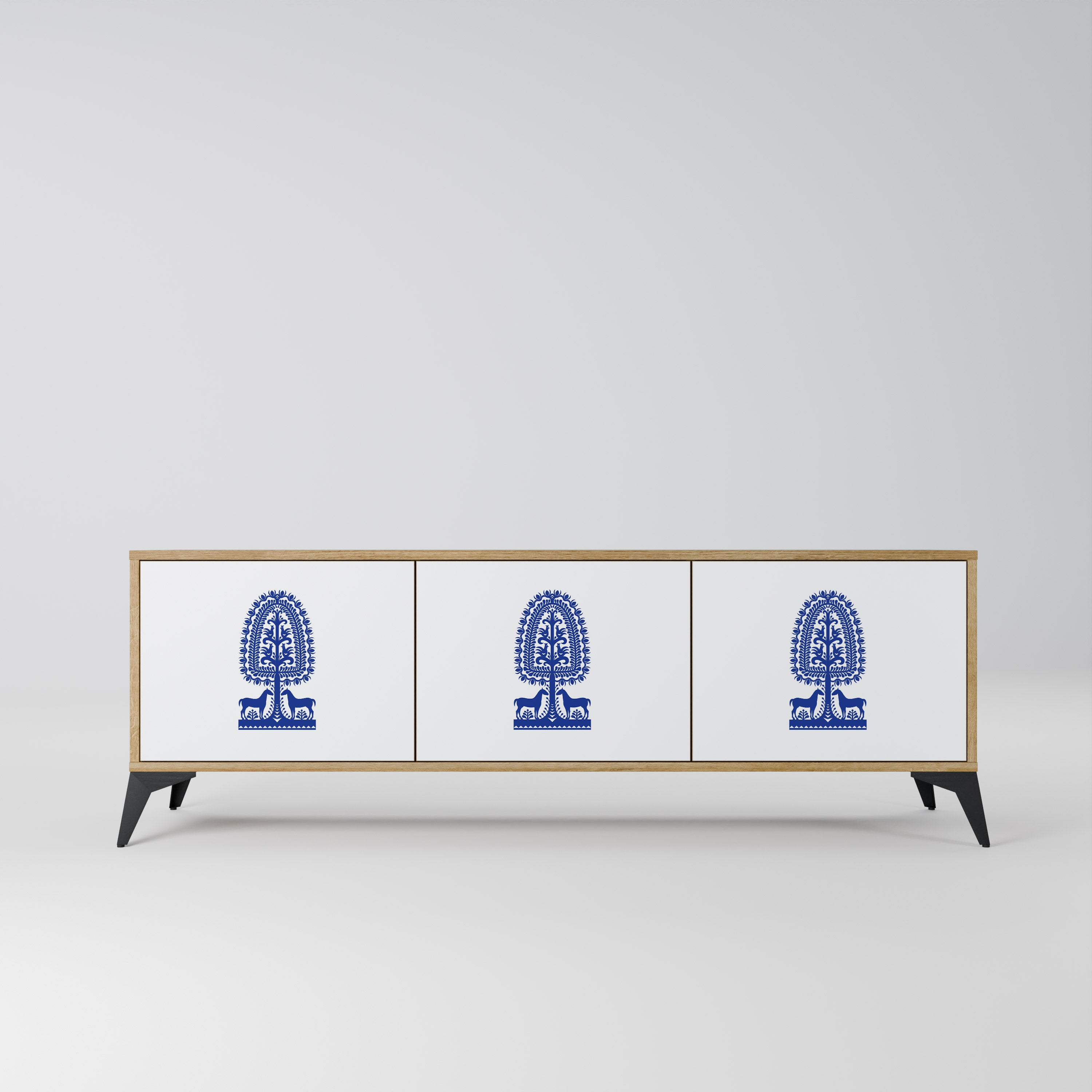 Mueble de TV de 3 puertas con efecto roble de ARTE POPULAR POLACO